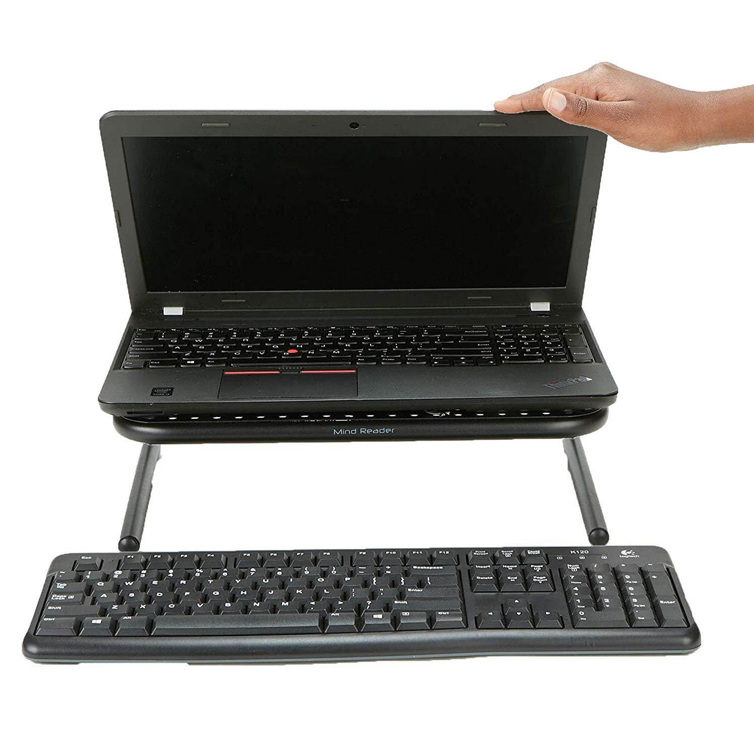 Mind Reader Metal Monitor Stand, Monitor Riser for Computer, Laptop, Desk, iMac, Black