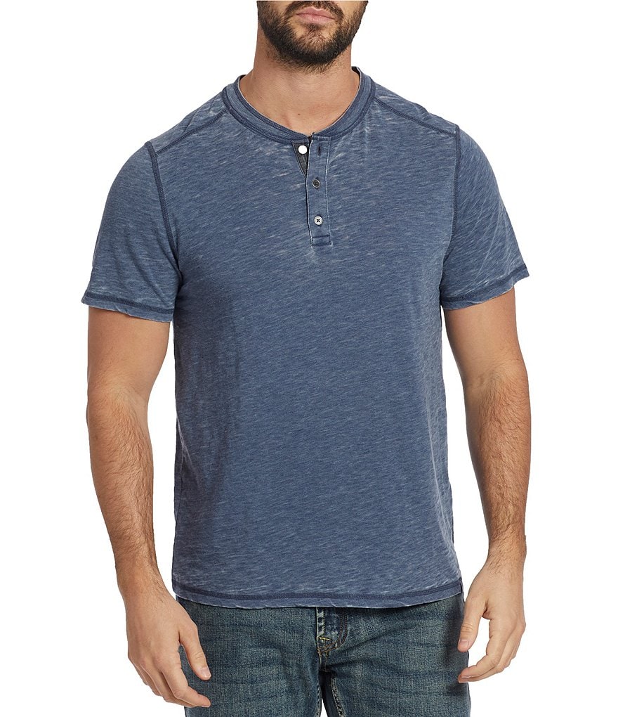 Flag and Anthem Short-Sleeve Burnout Henley Shirt