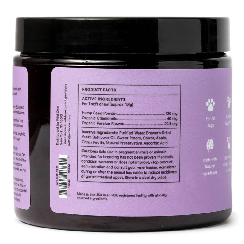 Wild One Calm Dog Supplements for Normal Stress and Relaxation - 120ct