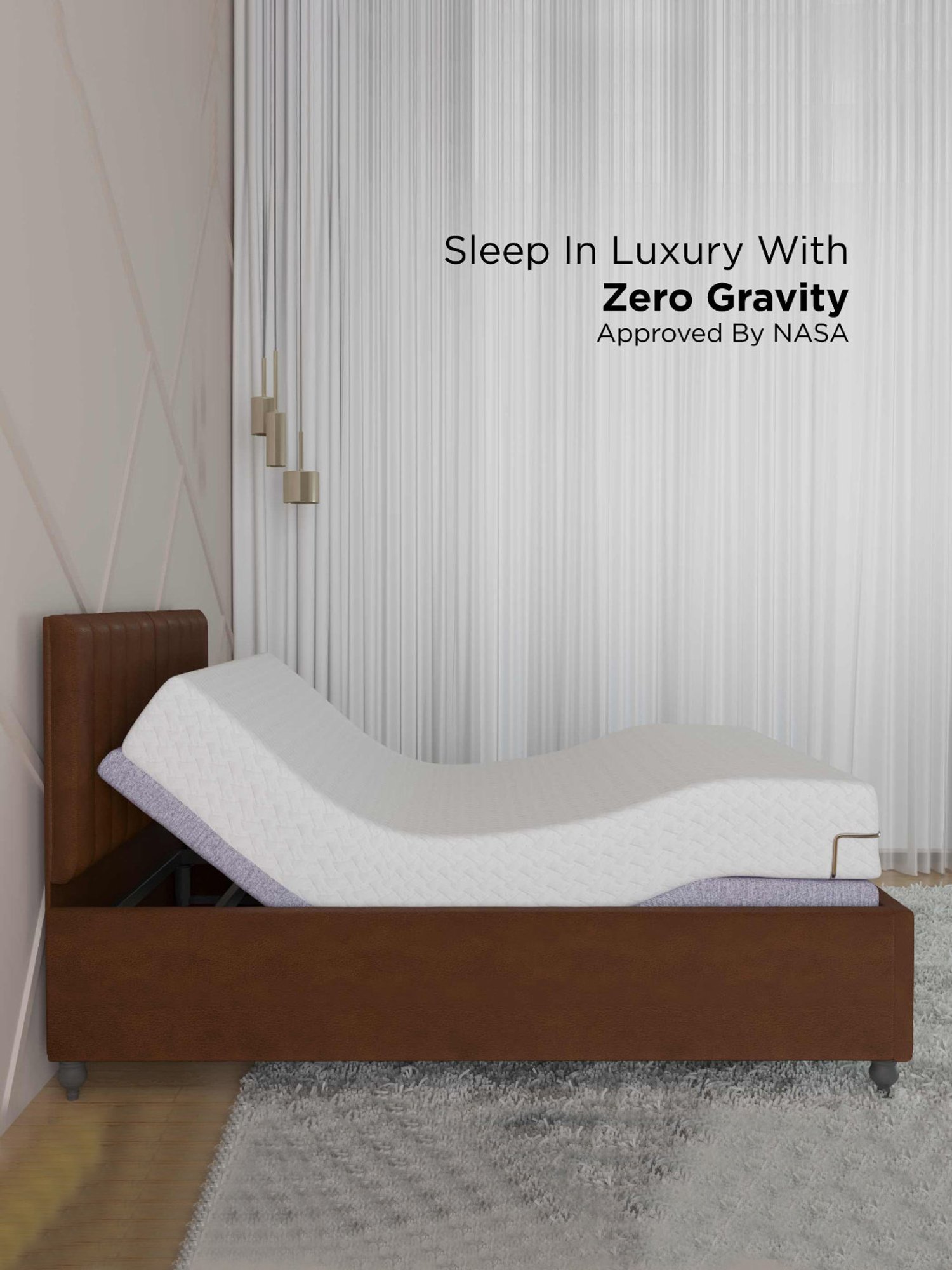 Duroflex Plush Brown Sheesham Wood Queen Bed in Honey Finish