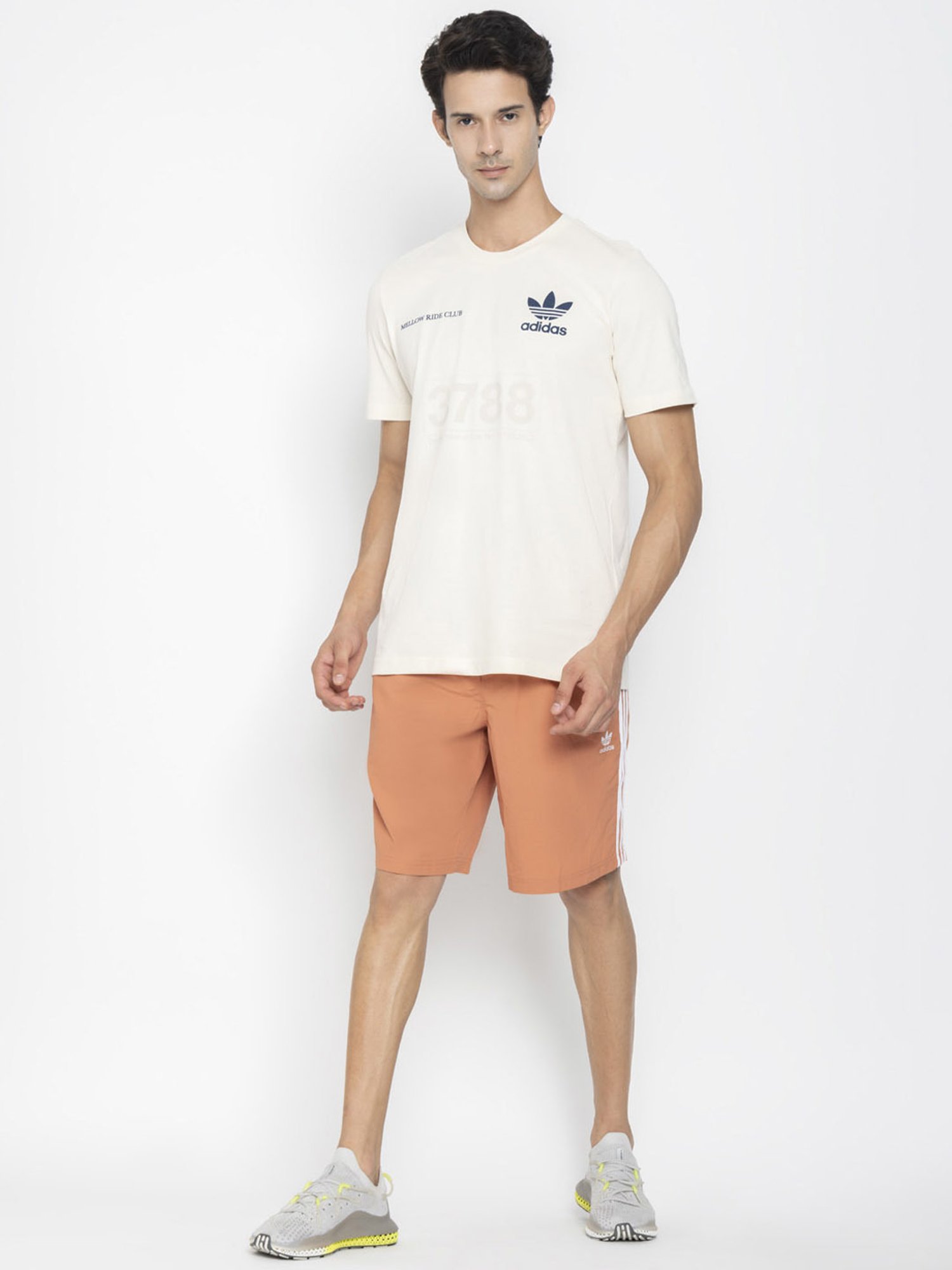 Adidas Originals Peach Regular Fit Striped Swim Shorts