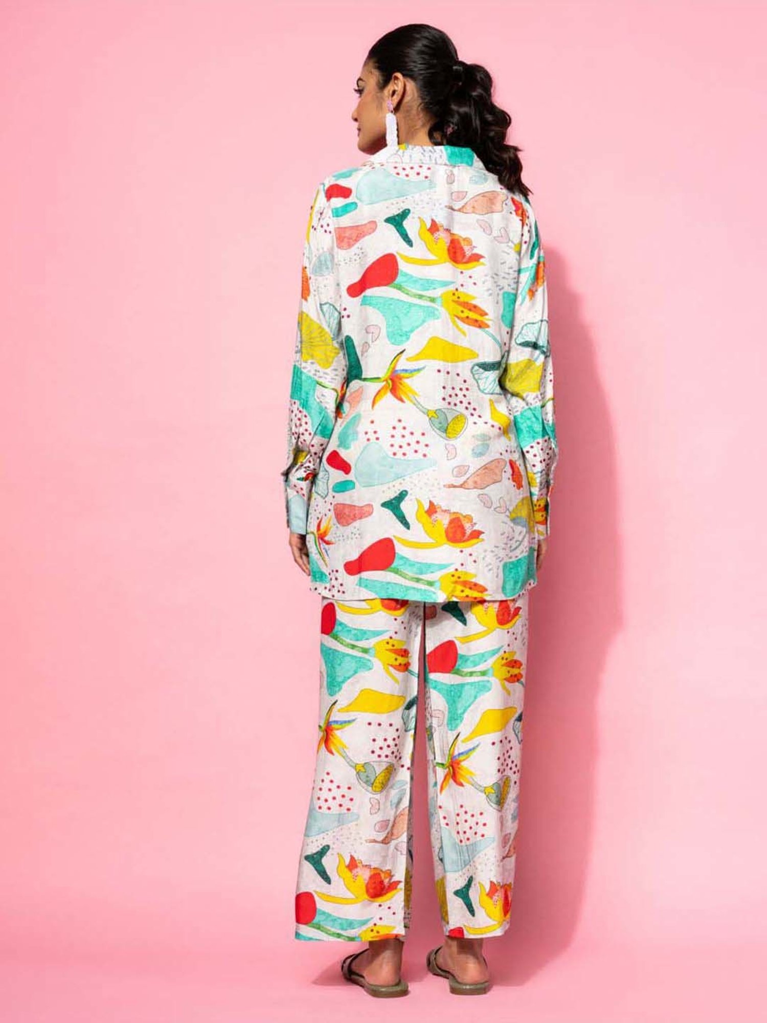 Libas Grey Printed Silk Blend Co-Ords