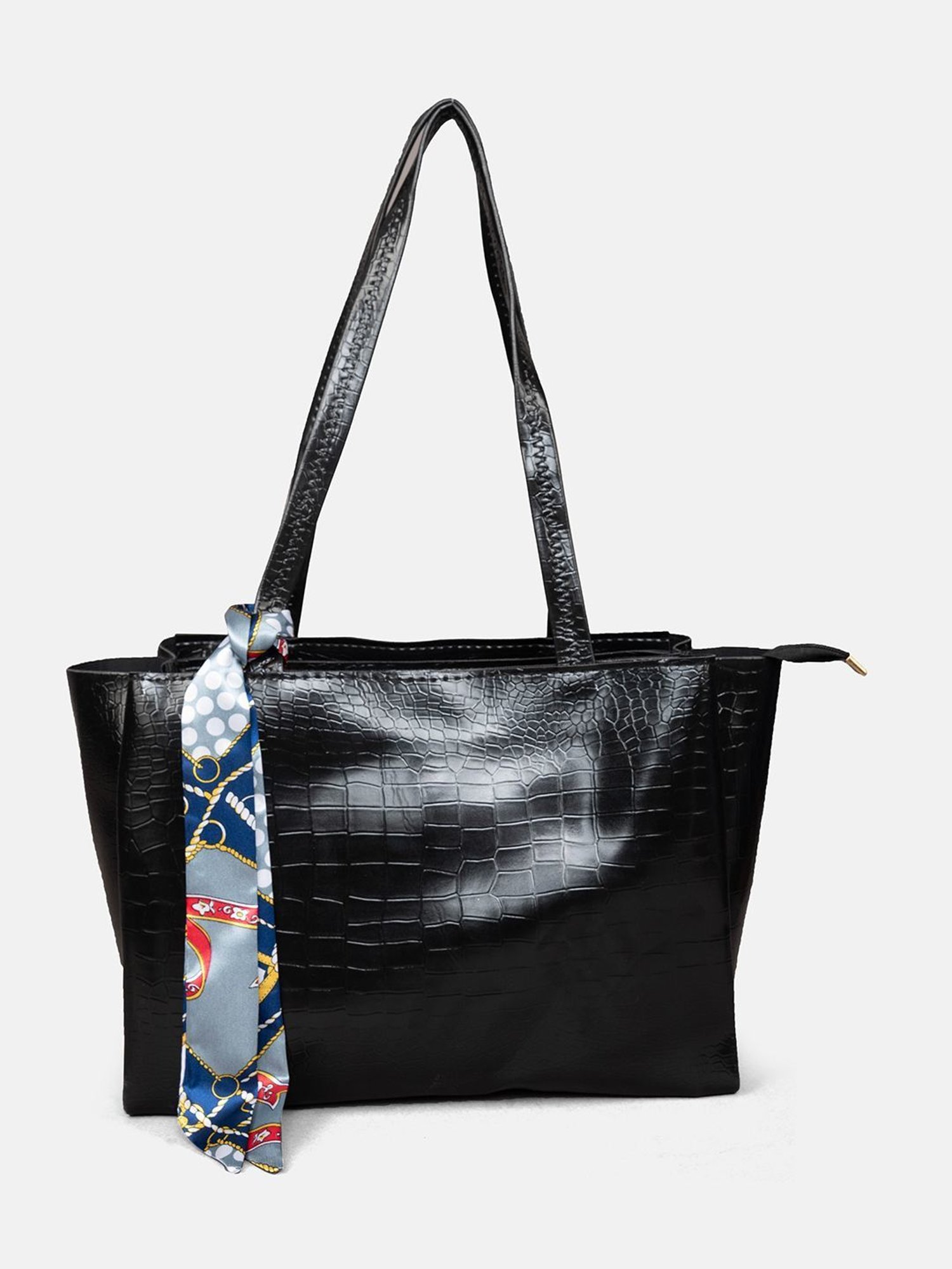 Gaurapakhi Black Textured Large Tote Bag