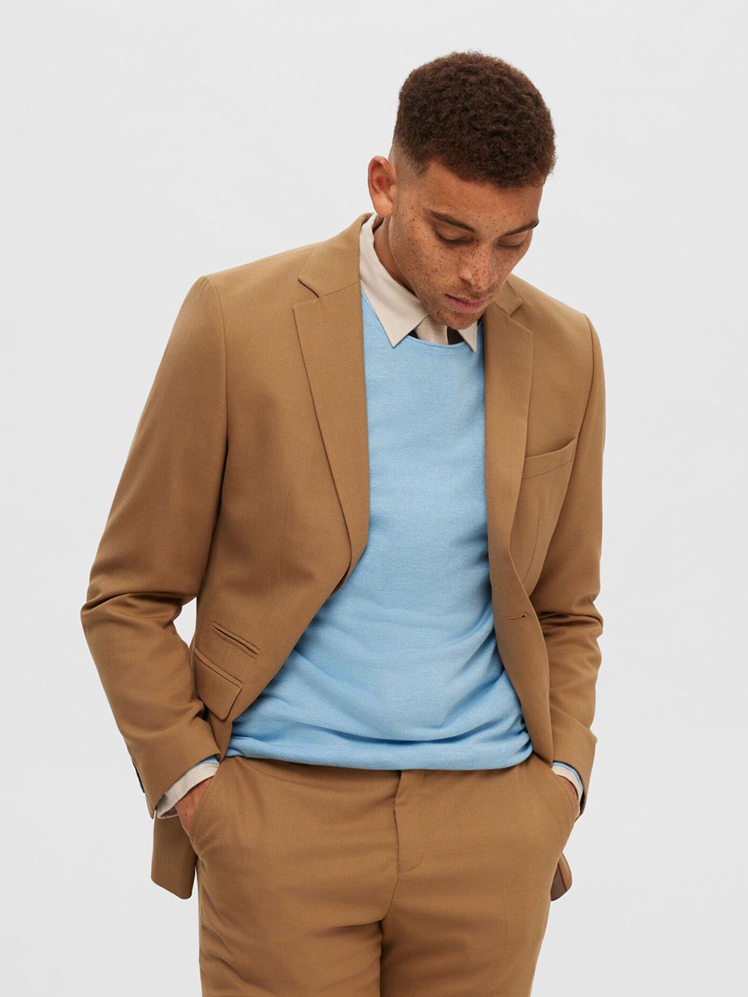 SELECTED HOMME Light Blue Regular Fit Sweater