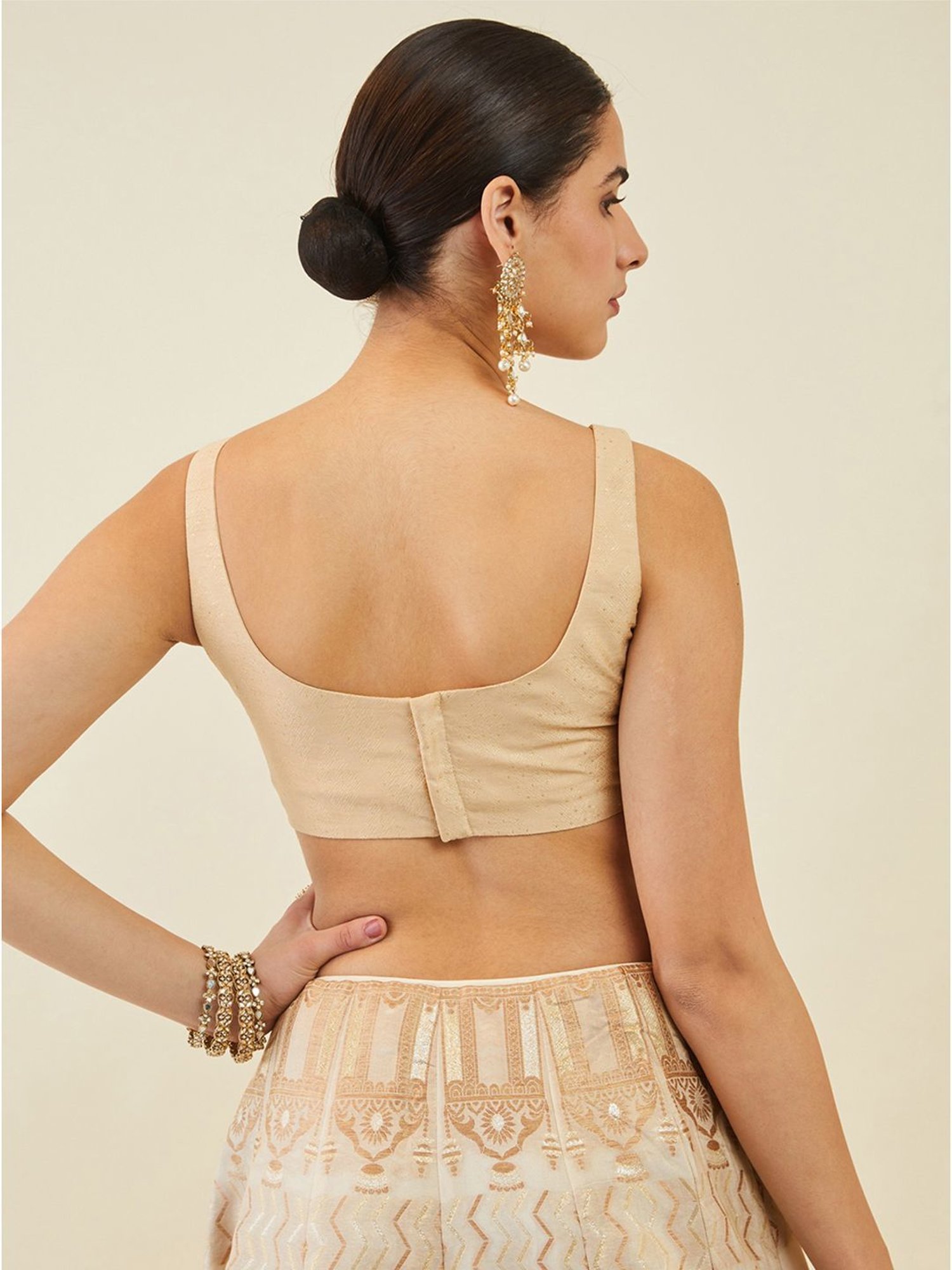 Soch Beige Woven Pattern Blouses