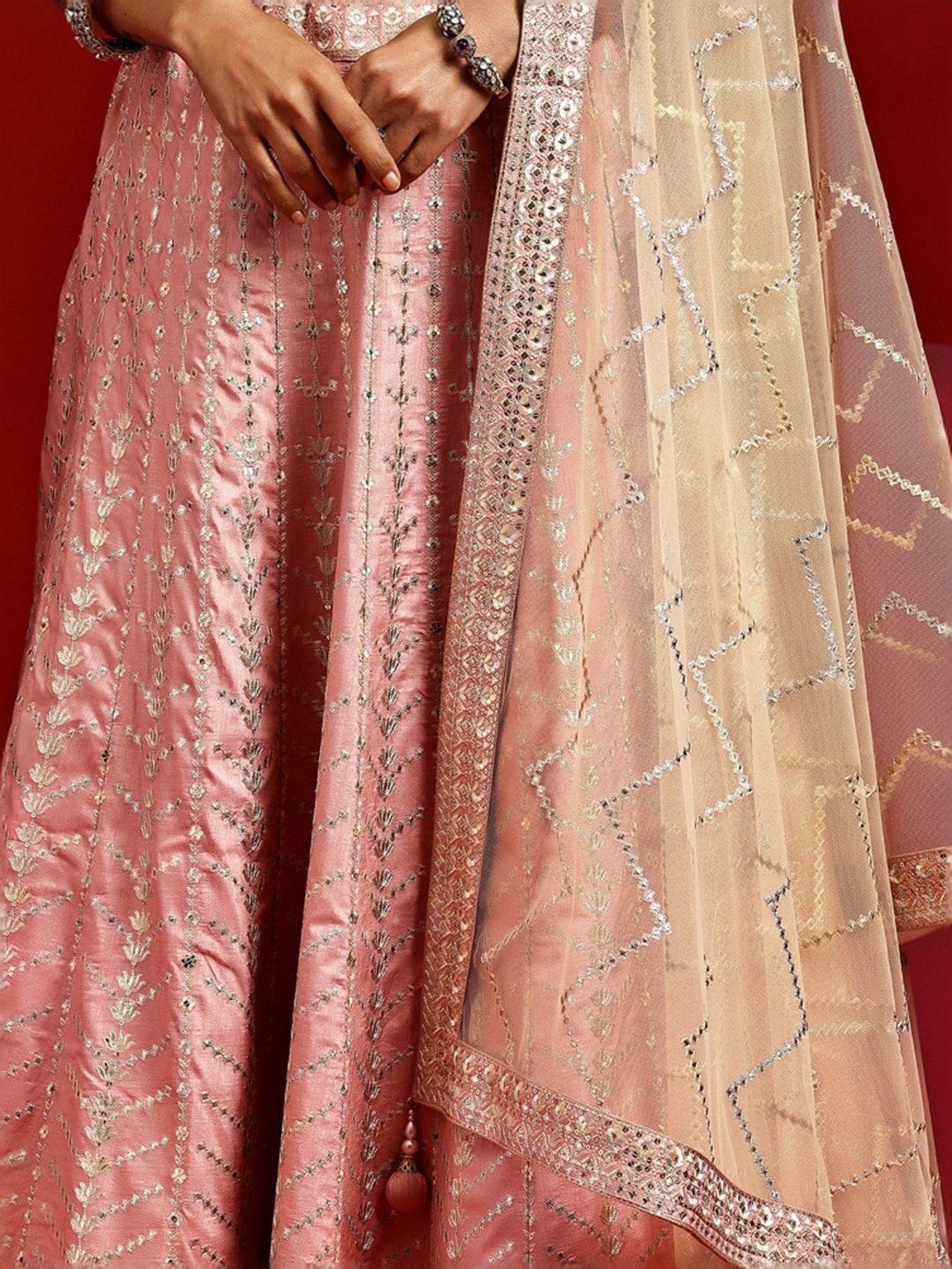 Libas Art Pink Embellished Lehenga Choli Set With Dupatta