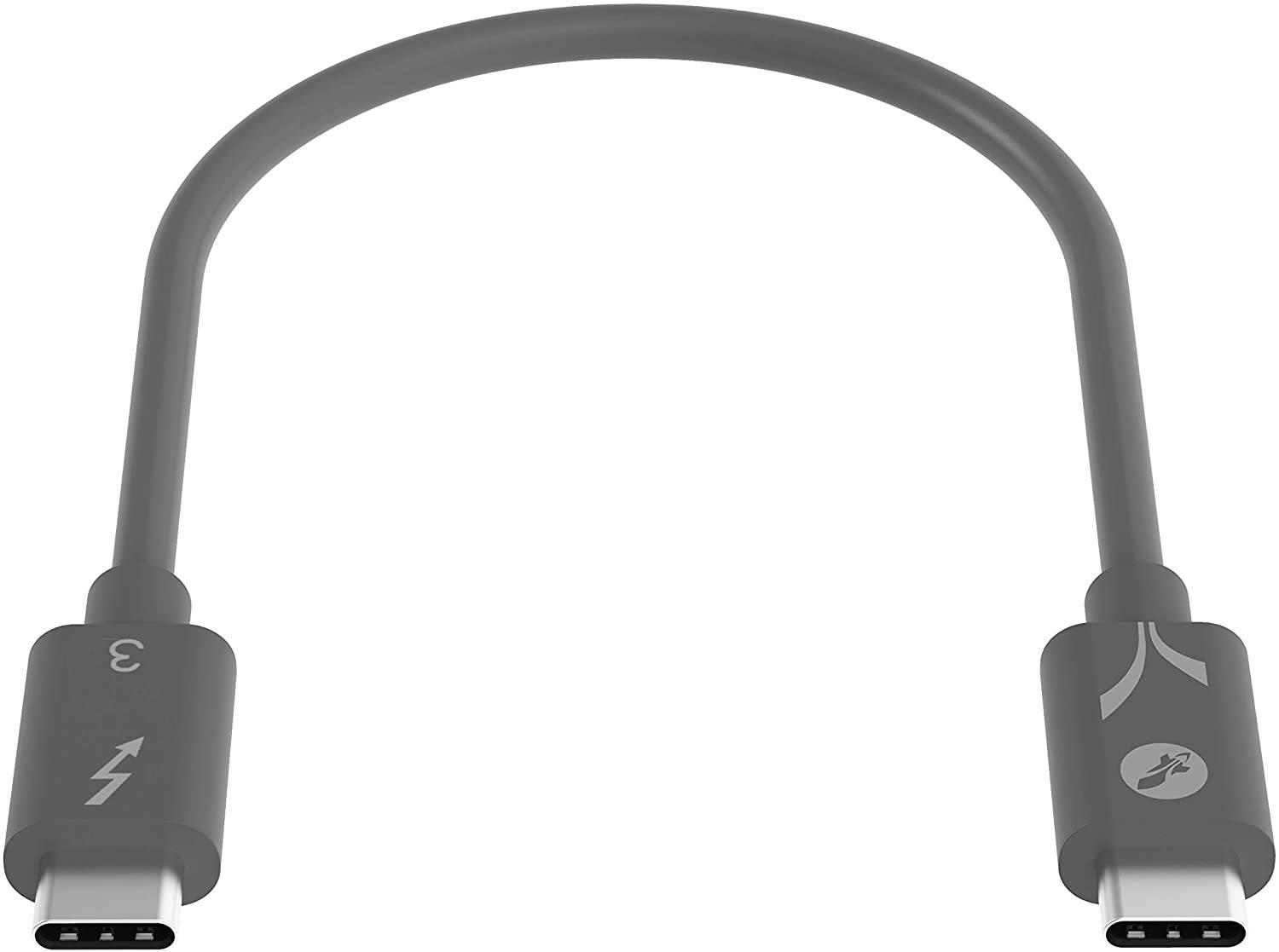 Sabrent Thunderbolt 3 (Certified) USB Type-C Cable | up to 40 Gbps | Supports 100W (5A, 20V) Charging | E-Mark Chip | (7.8"/ 20 cm) in Gray (CB-T320-GRY)