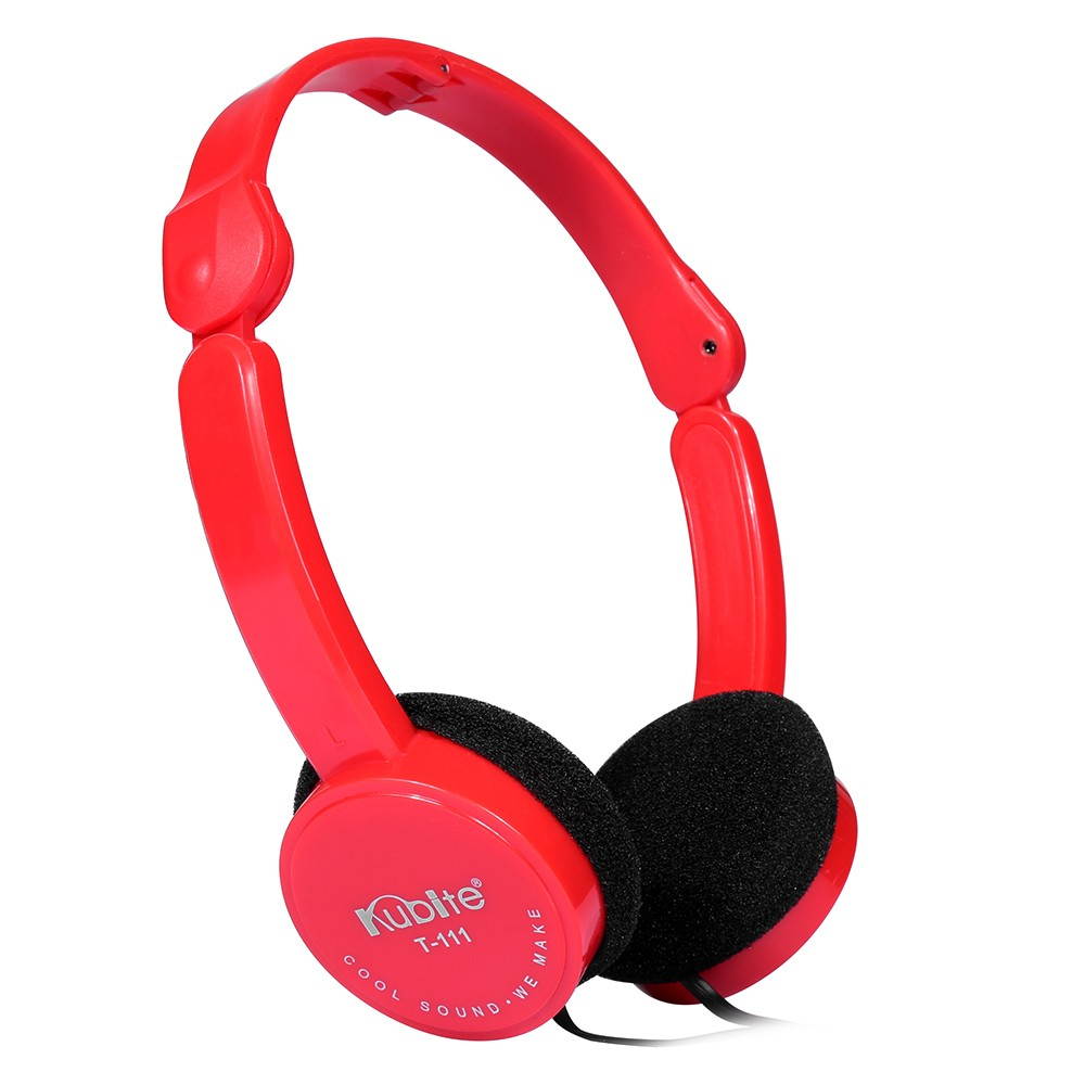 KUBITE T-111 3.5mm Wired Over-ear Headphones Foldable Sports Headset Portable Music Gaming Earphones w/ Microphone for Kids MP4 MP3 Smartphones Laptop Tablet PC
