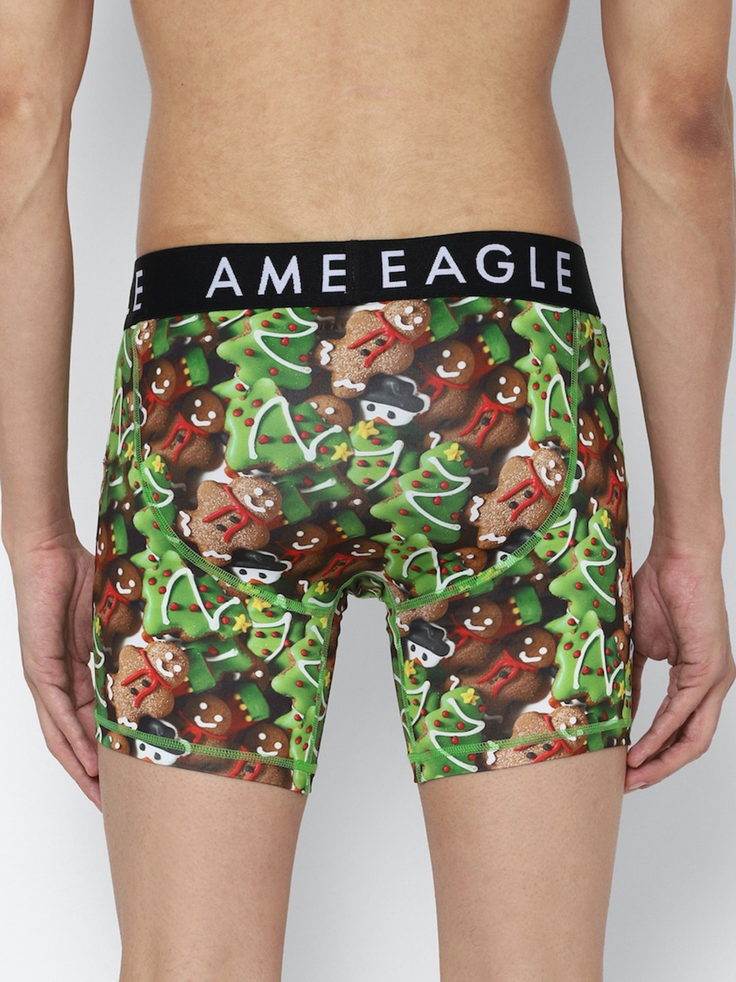 American Eagle Green Regular Fit Printed Trunks