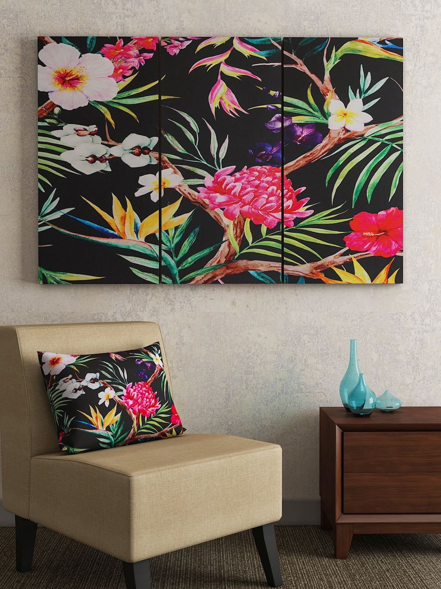 SEJ by Nisha Gupta Multicolor Framed Wall Arts - Set of 3