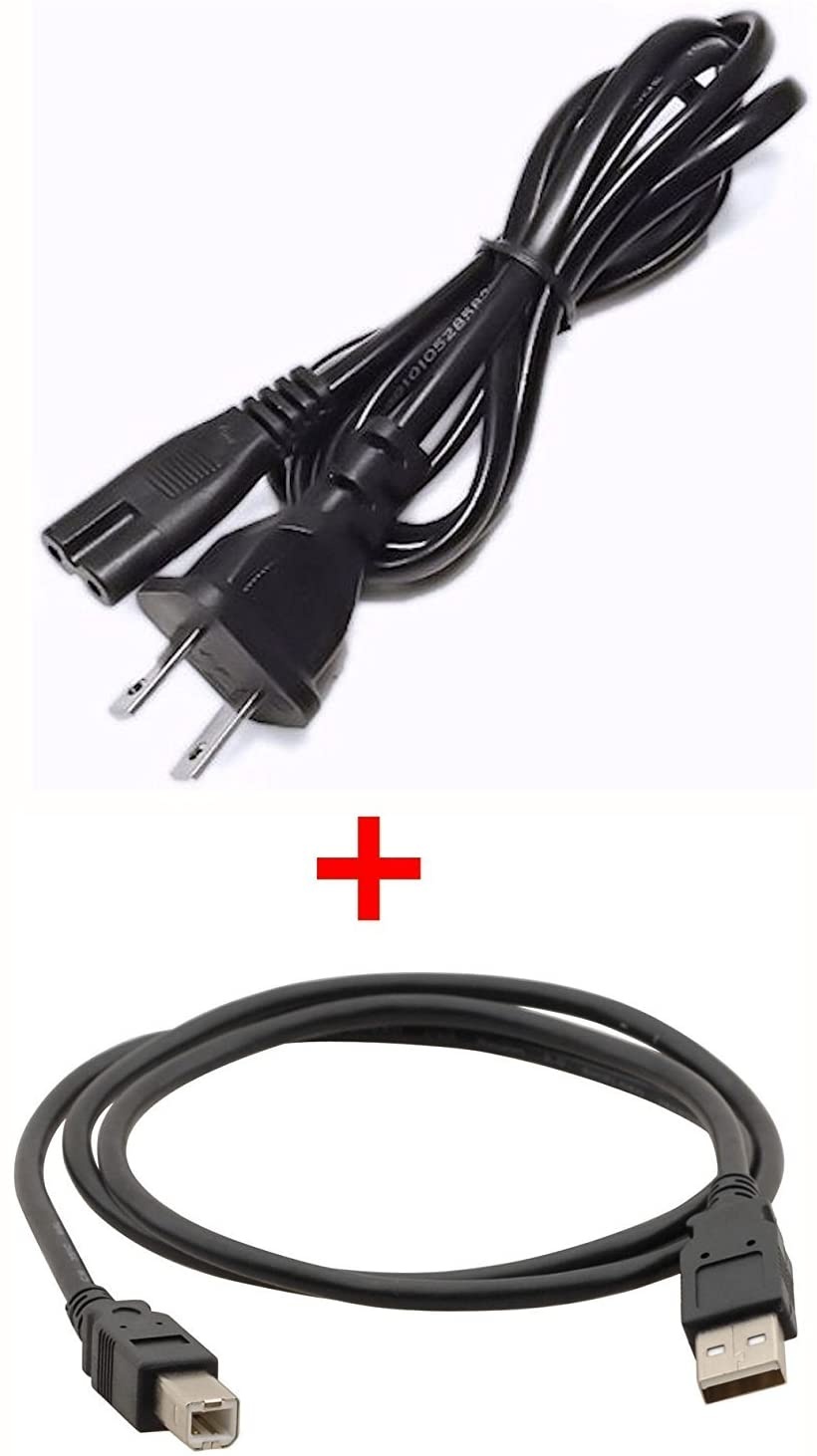 PlatinumPower Power Cable + USB Cord for HP Officejet 200, 250, 3833, 4610, 4632, 6830, 8040, 8600, 8610, 8620