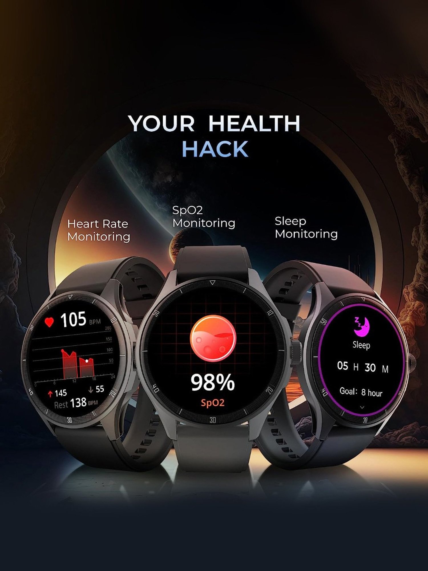 beatXP Vega Neo Bluetooth Calling Smartwatch with 1.43 inch AMOLED Display (Black)