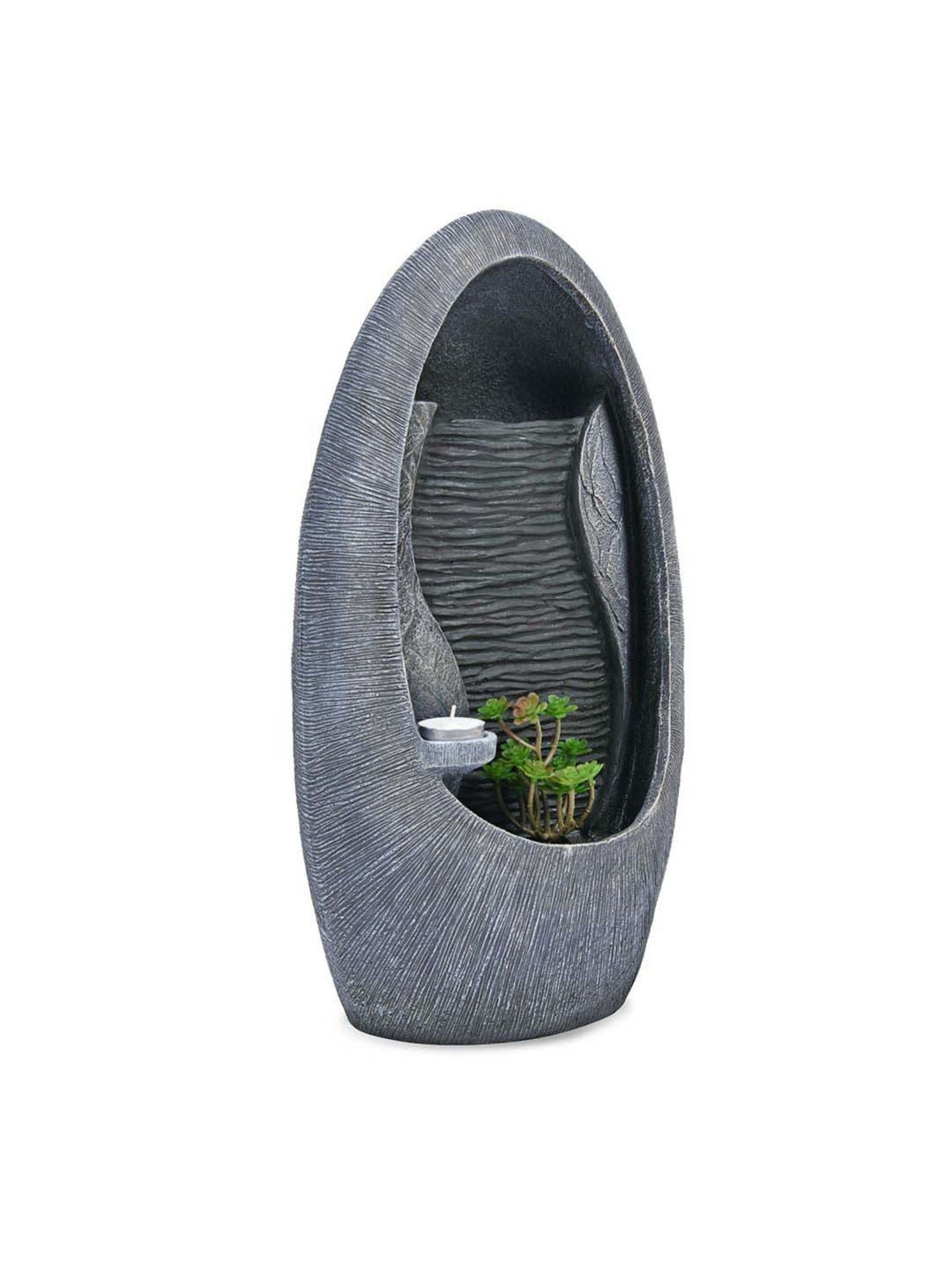 @home Grey Resin Decorative Water Fountain With Led Light