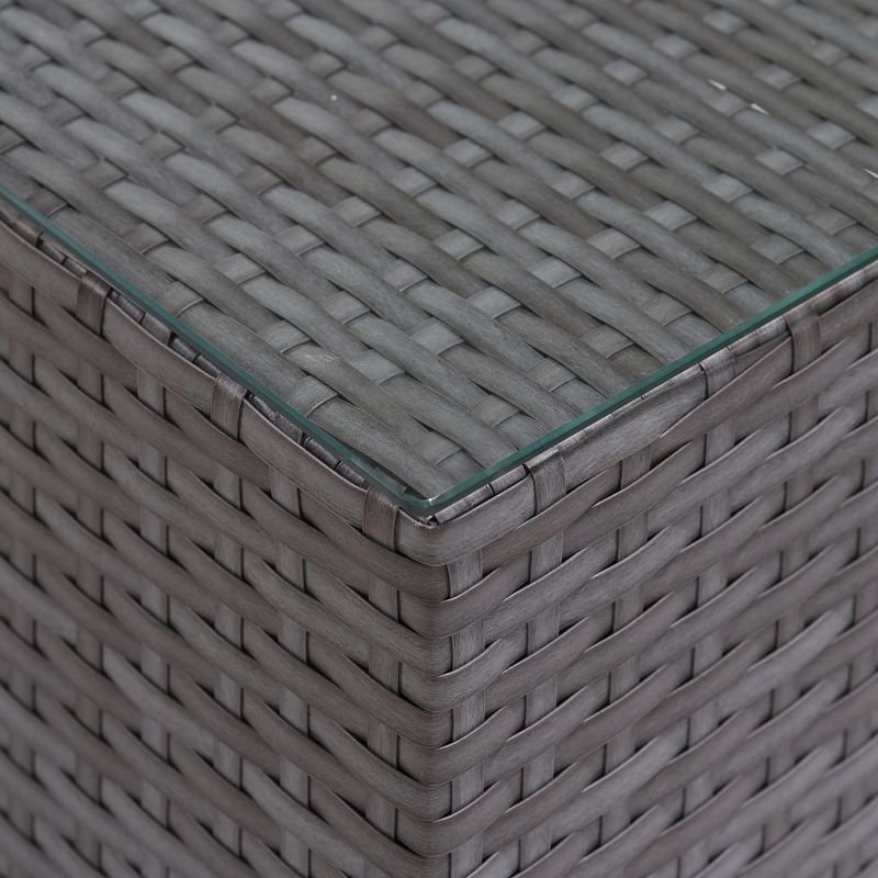 Jicaro 5pc Wicker Sectional Sofa Set - Gray with Light Blue Cushions - Thy Hom