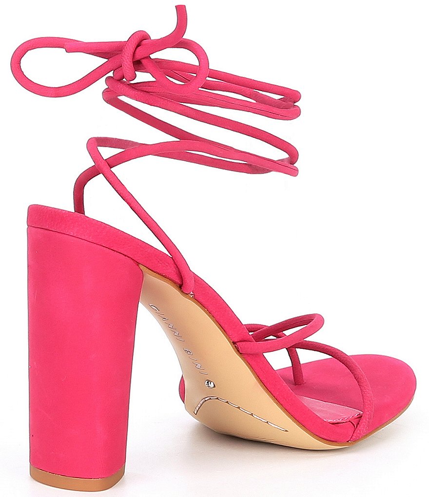 Gianni Bini Frayya Suede Strappy Ankle Wrap Toe Loop Sandals