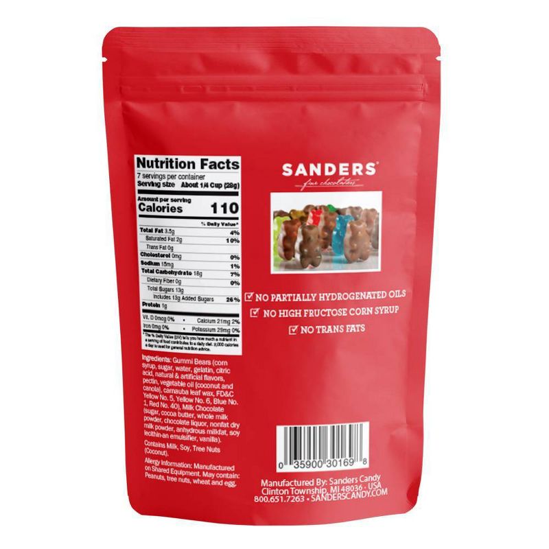 Sanders Milk Chocolate Covered Gummi Bears Stand Up Pouch - 7oz