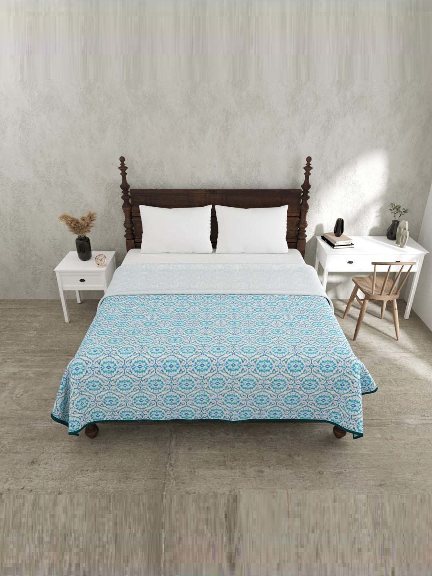 JaipurFabric Arctic Blue Mulmul Cotton 150 GSM Reversible Ac Dohar