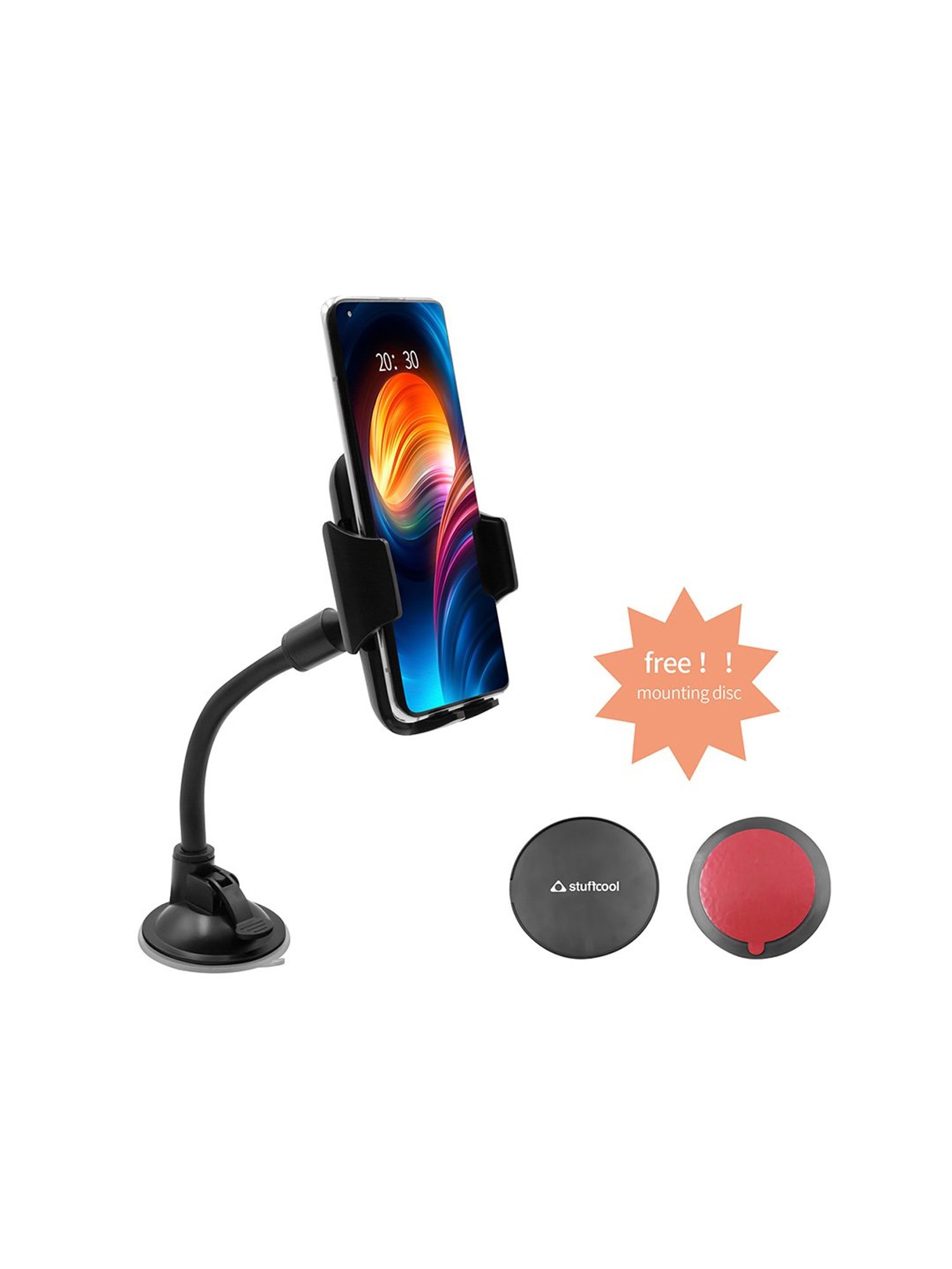 Stuffcool Captis Windshield/Dashboard Car Mount Holder for Smartphones - Black