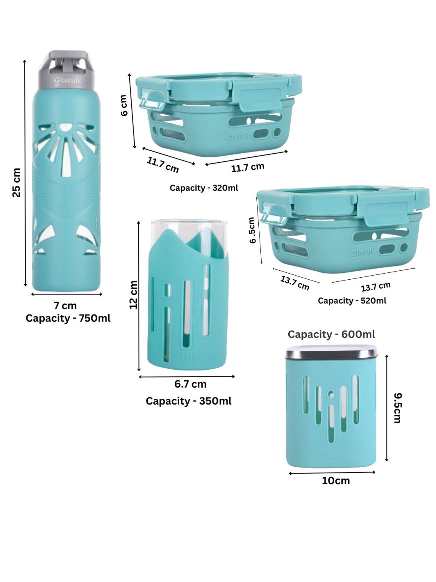 Glasafe Power Mellow Green Borosilicate Tiffin Combo