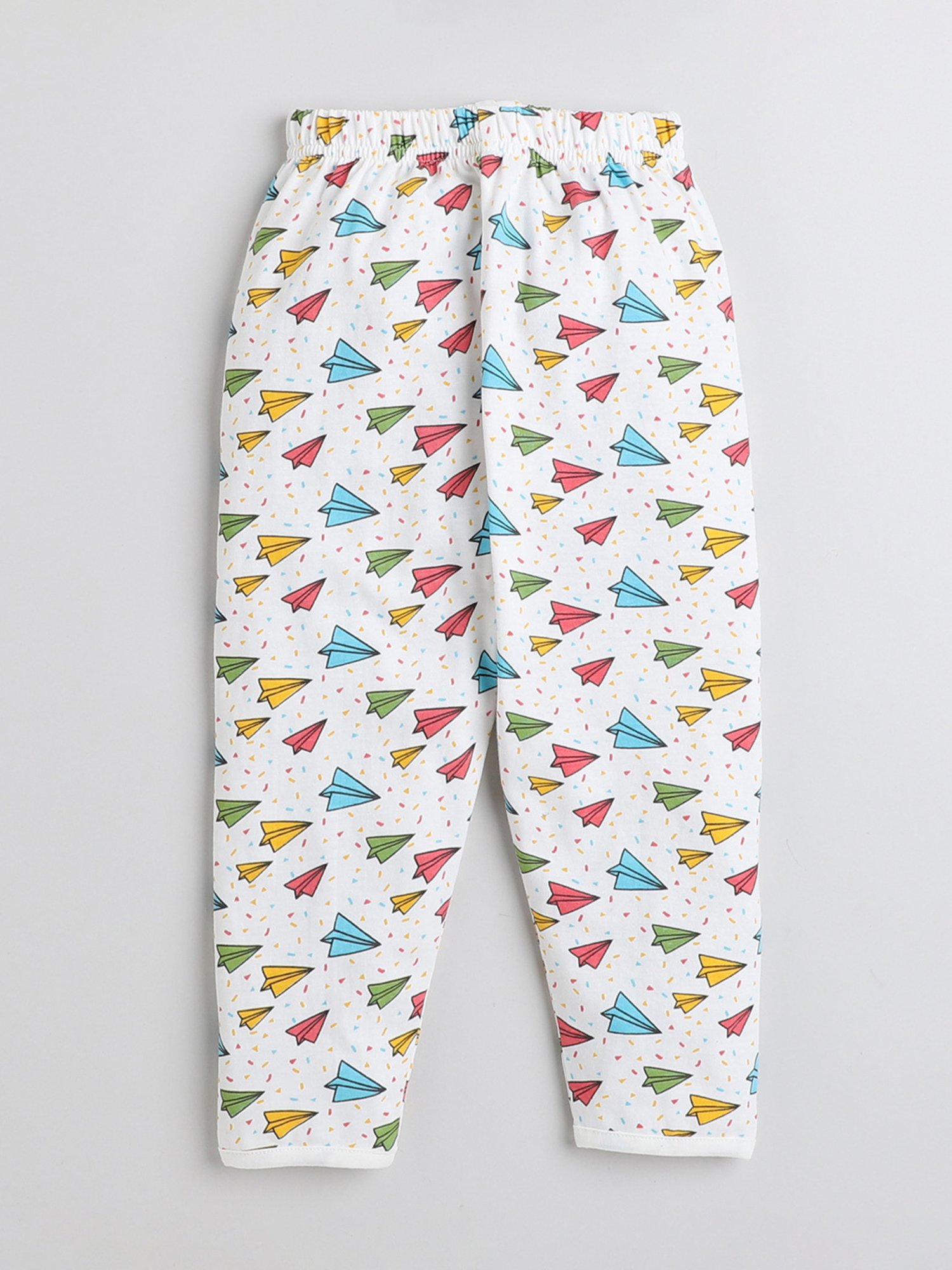 Bumzee Girls White Printed Full Sleeves Shirt with Pyjamas