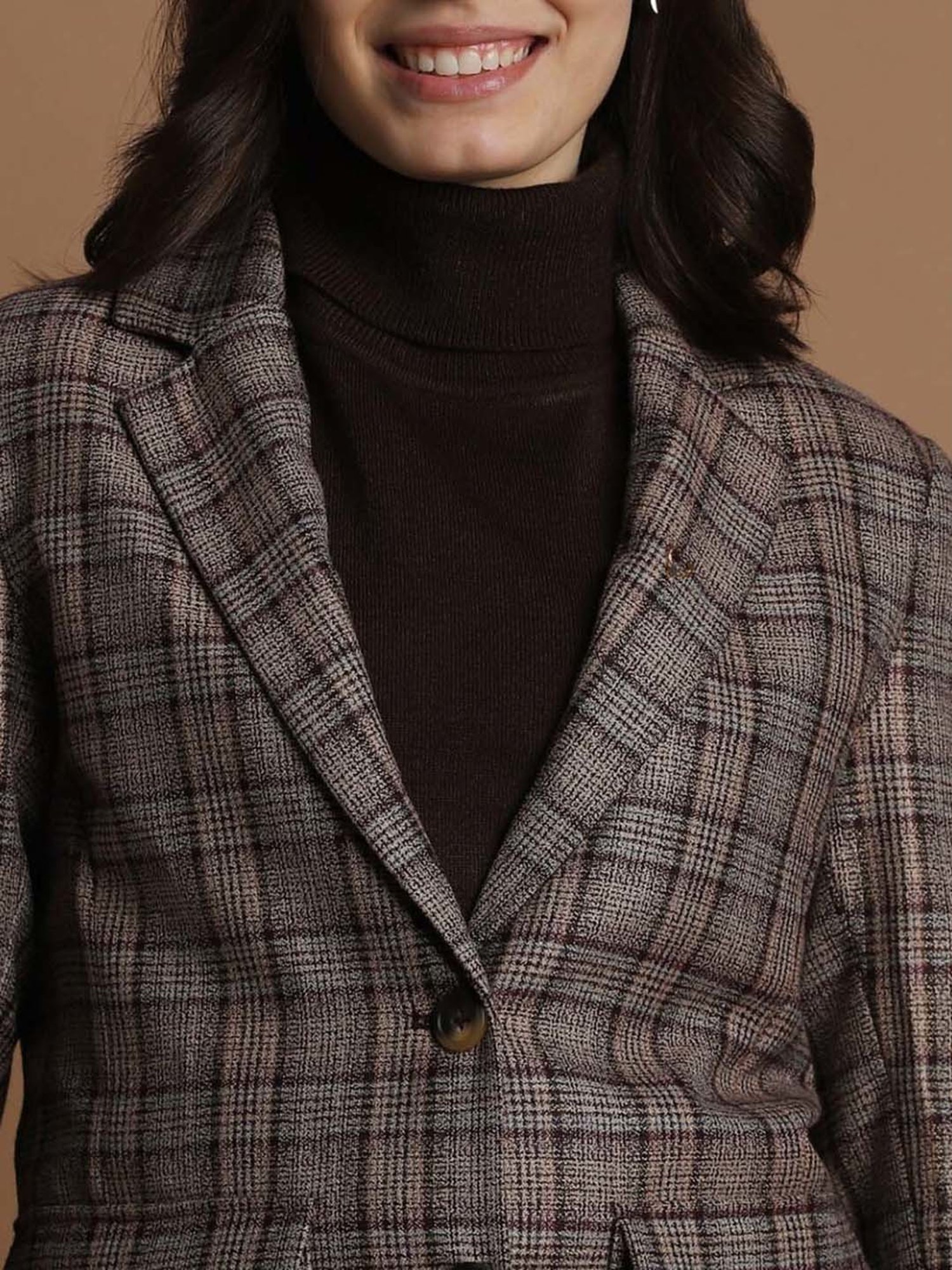 Allen Solly Grey Chequered Blazer