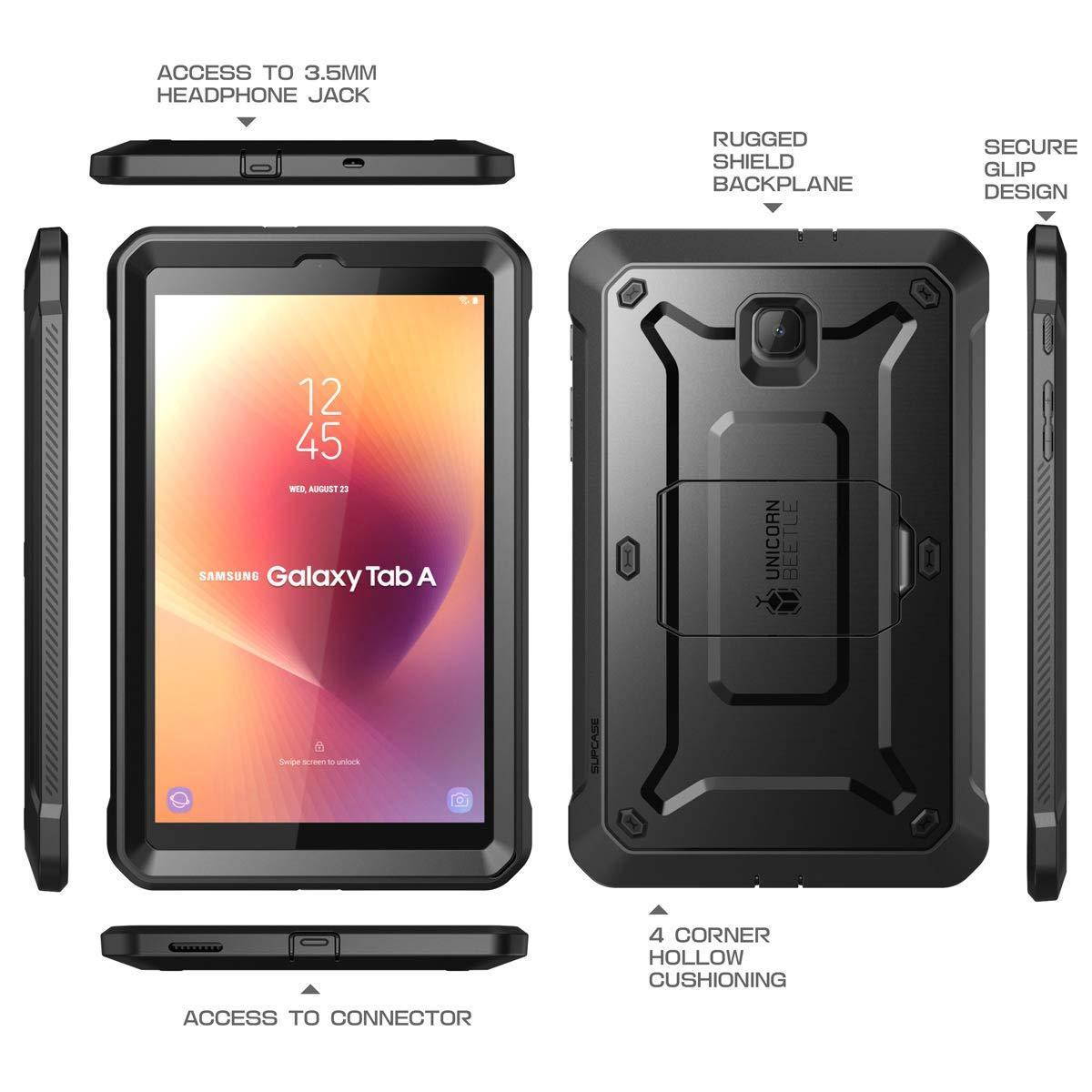 galalxy tab a 8.0 case 2018, supcase with built-in screen protector [unicorn beetle pro series] full-body hybrid rugged kicksta