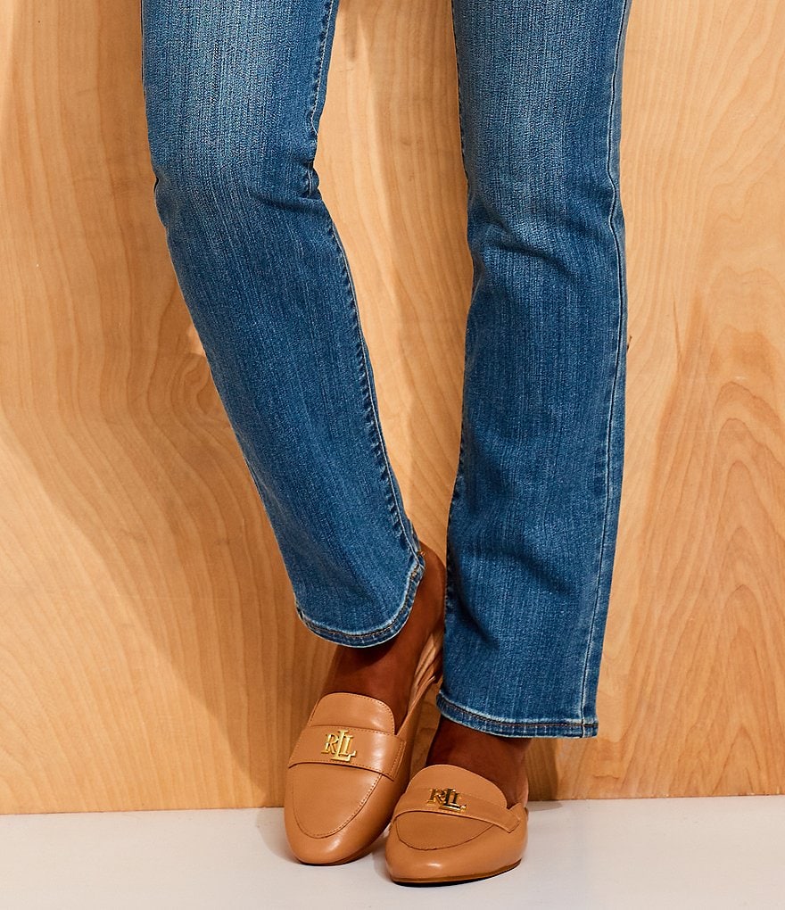 Lauren Ralph Lauren Alli Logo Detail Leather Mules