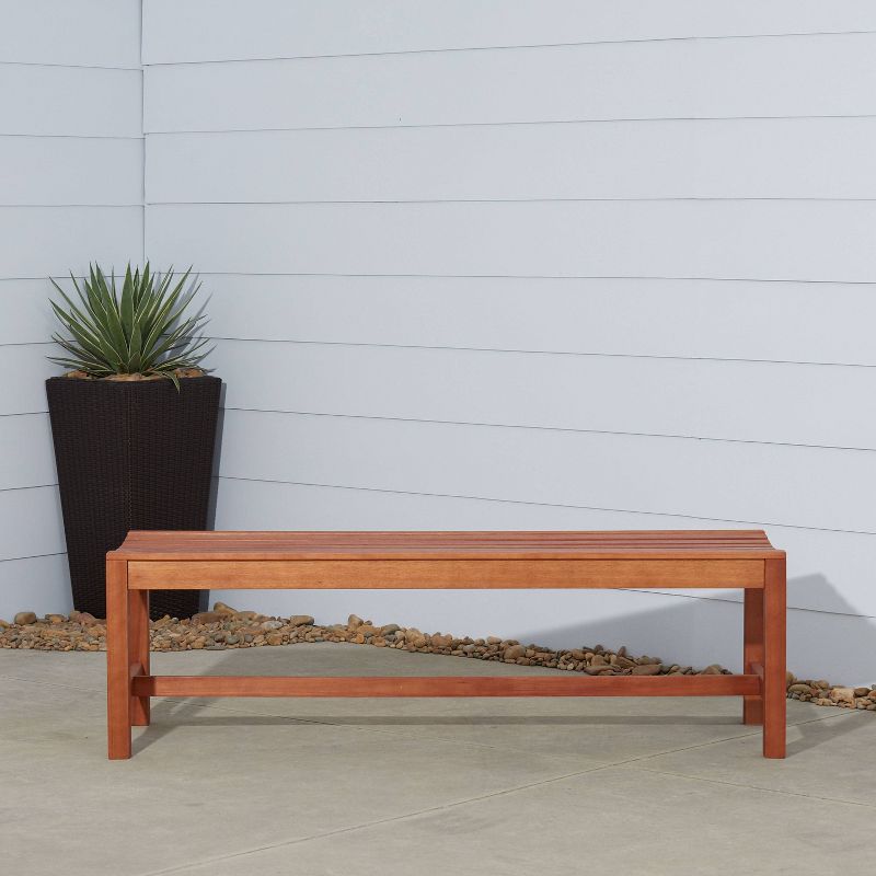 5ft Wood Backless Garden Patio Bench Brown - Vifah