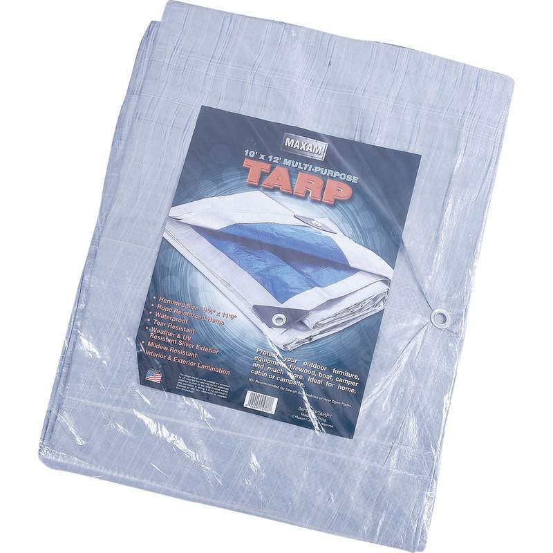 Maxam 10' x 12' All-Purpose Tarp (Hemmed Size 94 x 116)