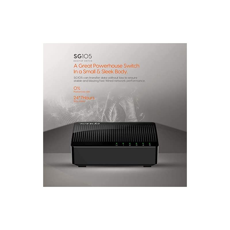 5 Port Gigabit Ethernet Network Switch | Ethernet Splitter | Plug-and-Play | Traffic Optimization | Unmanaged (SG105), Black