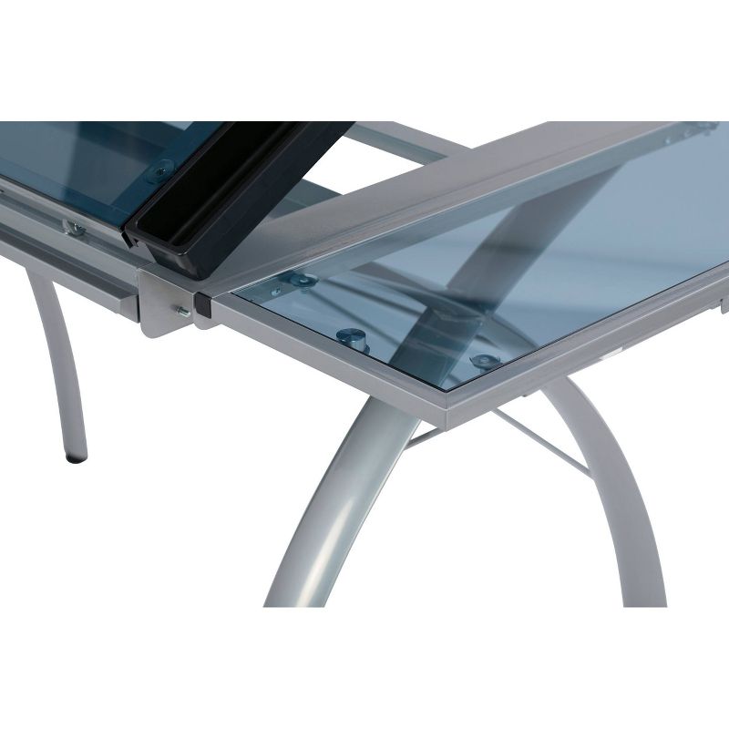 Futura Craft Station with Folding Shelf - Silver/Blue Glass