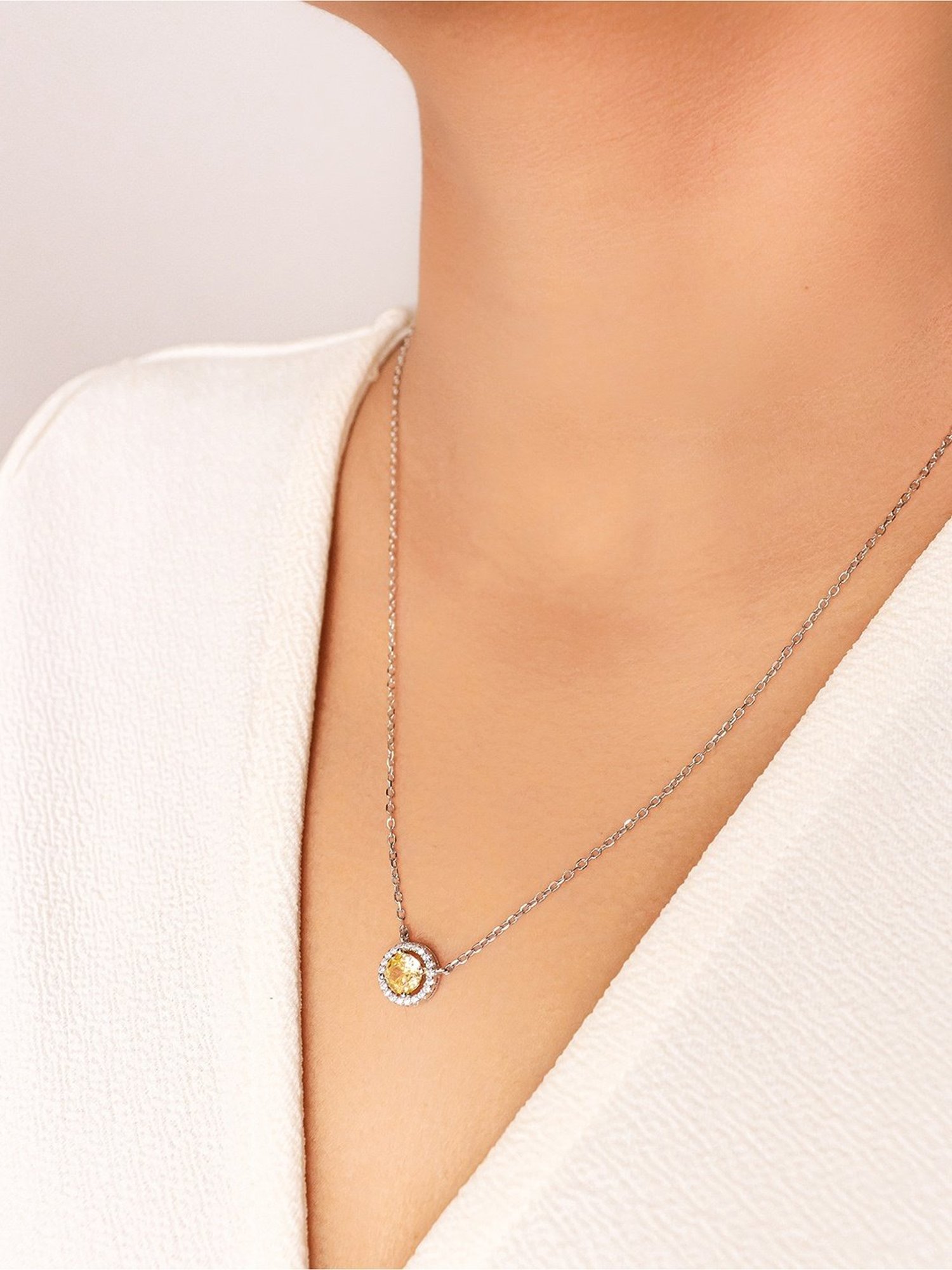 Silberry 92.5 Sterling Silver Miracle Yellow Necklace