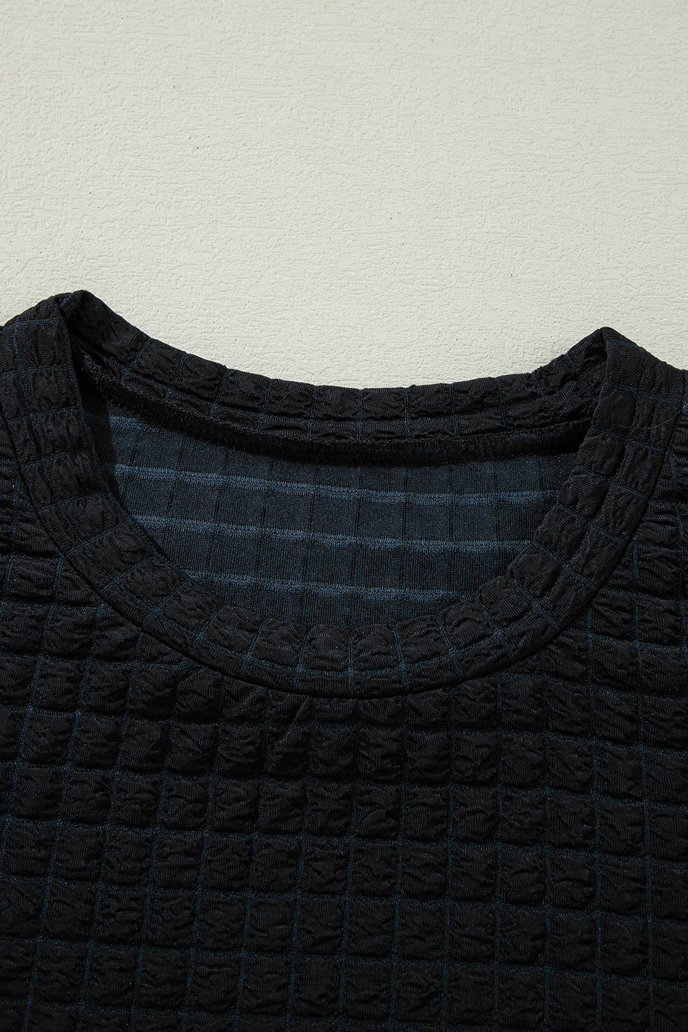 Green Solid Color Quilted Long Sleeve Top and Wide Leg Pants Set