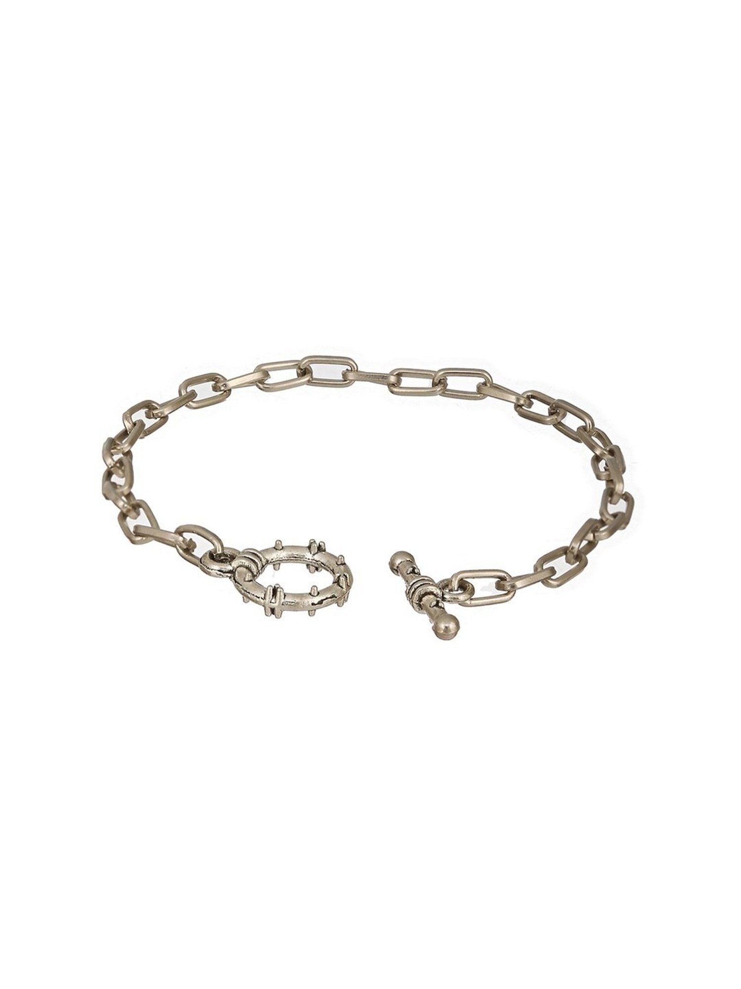 Aatmana Men Silver-Toned Rhodium-Plated Link Bracelet