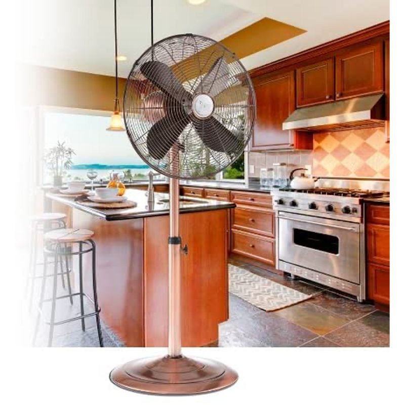 DecoBreeze DBF0209 Transitional Electric Oscillating 3 Speed Circulating Adjustable Height Pedestal Floor Fan with Quiet Motor, Brushed Copper