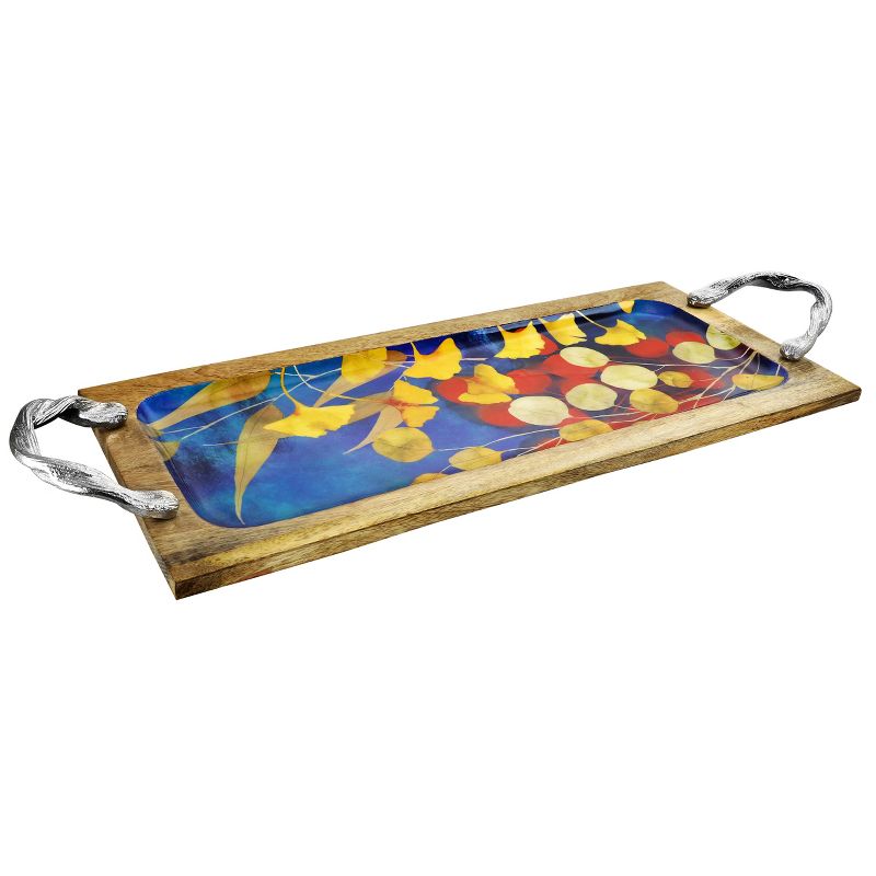 Gibson Elite Philomena 22 Inch Enamel On Wood Rectangle Serving Tray