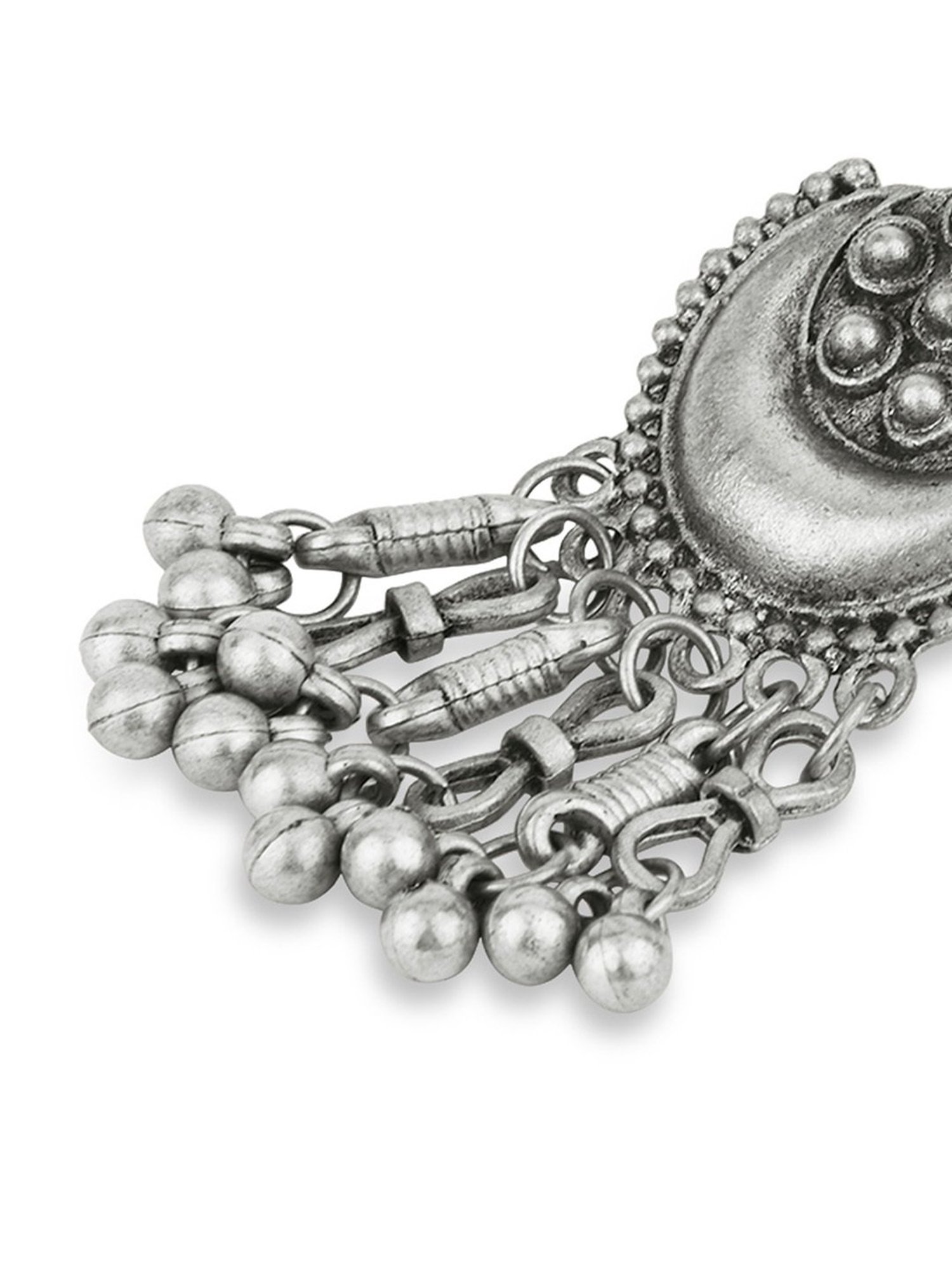 Fida Crescent Set Silver Dangler Earrings