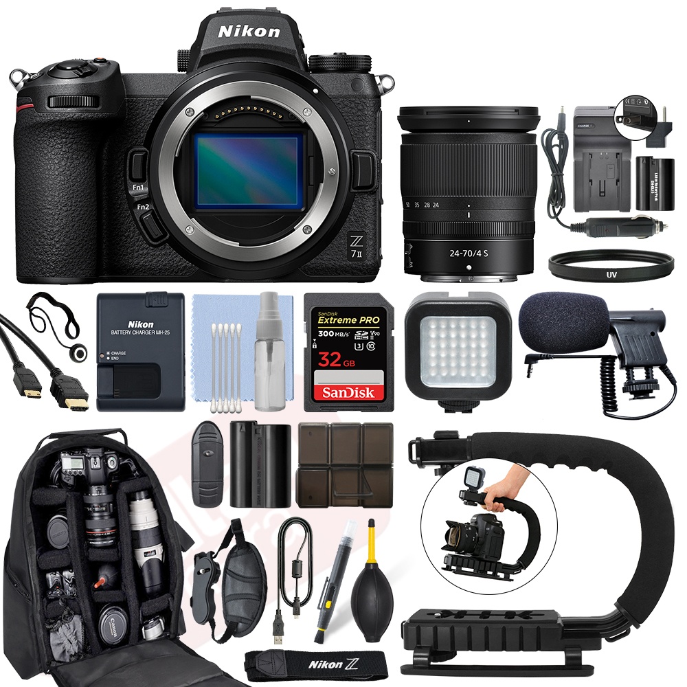 Nikon Z 7II Mirrorless FX Camera with 24-70mm Z f/4 S Lens + 32GB Pro Video Kit