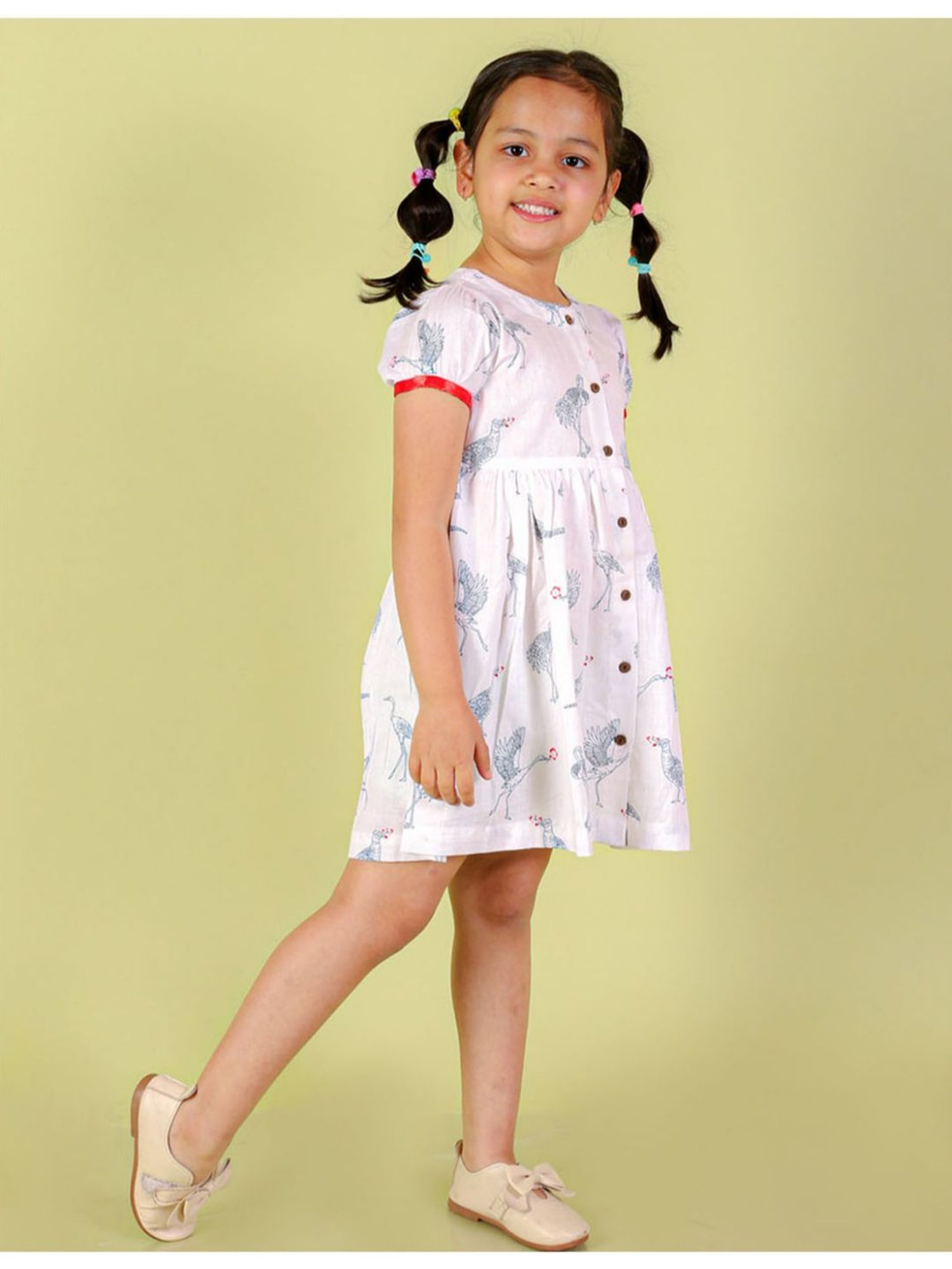 Lil Drama Kids White Printed Dress