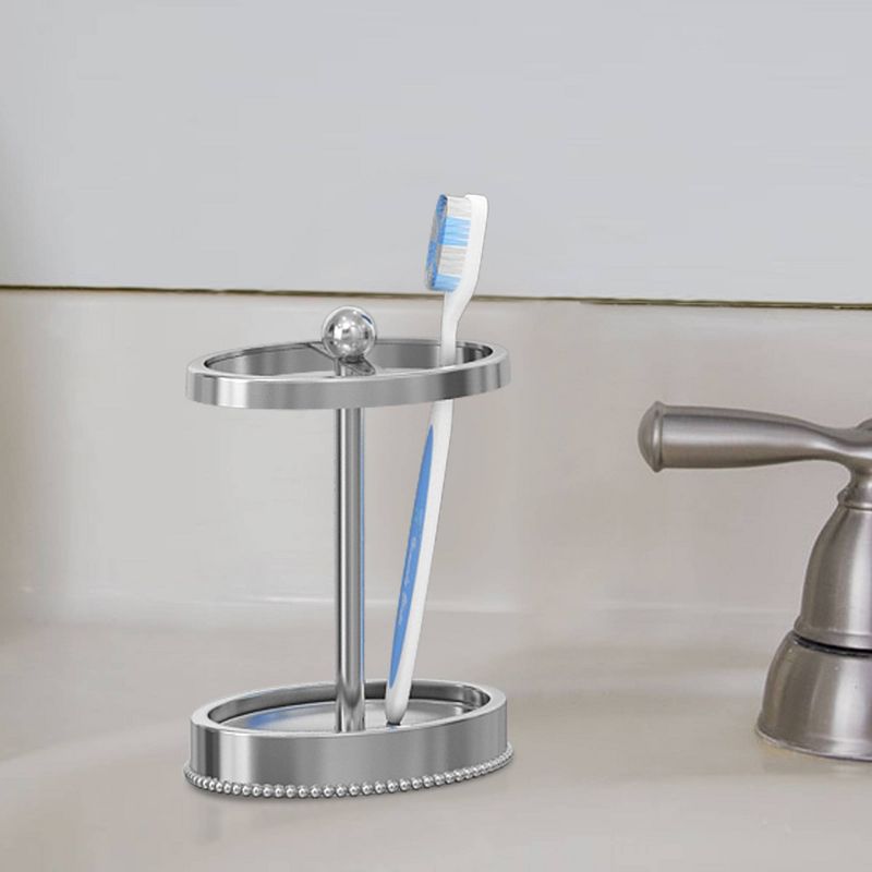 4pc Chic Metal Bath Accessory Set for Vanity Counter Tops Silver - Nu Steel