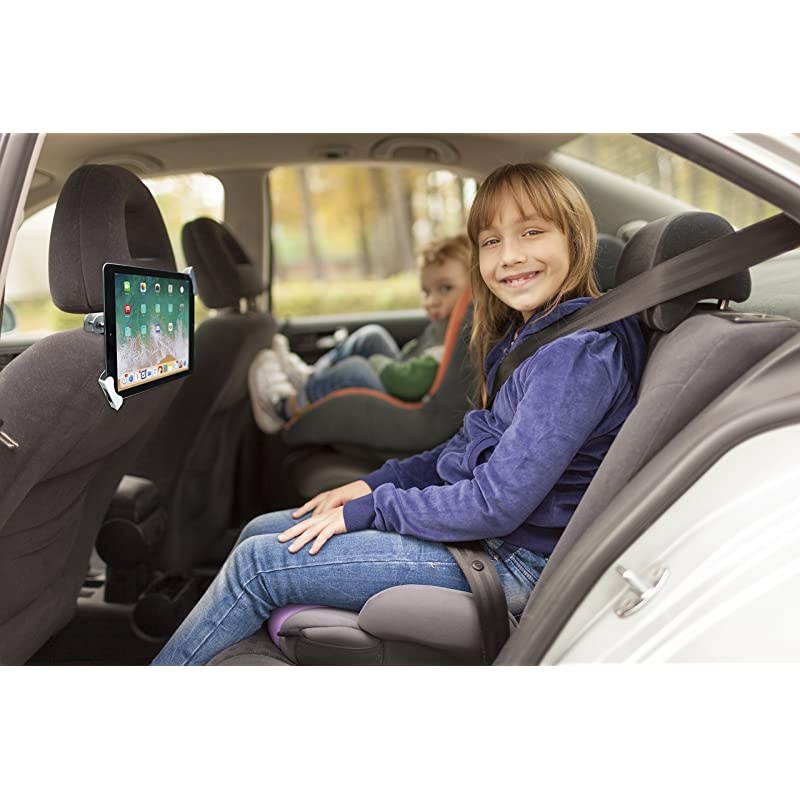 Car Headrest Mount AntiTheft Tablet Holder for Vehicles Rotating Back Seat Mount for iPad 102inch iPad ProiPad Mini iPad Gen 6iPad 5 iPad AirGalaxy More Silver