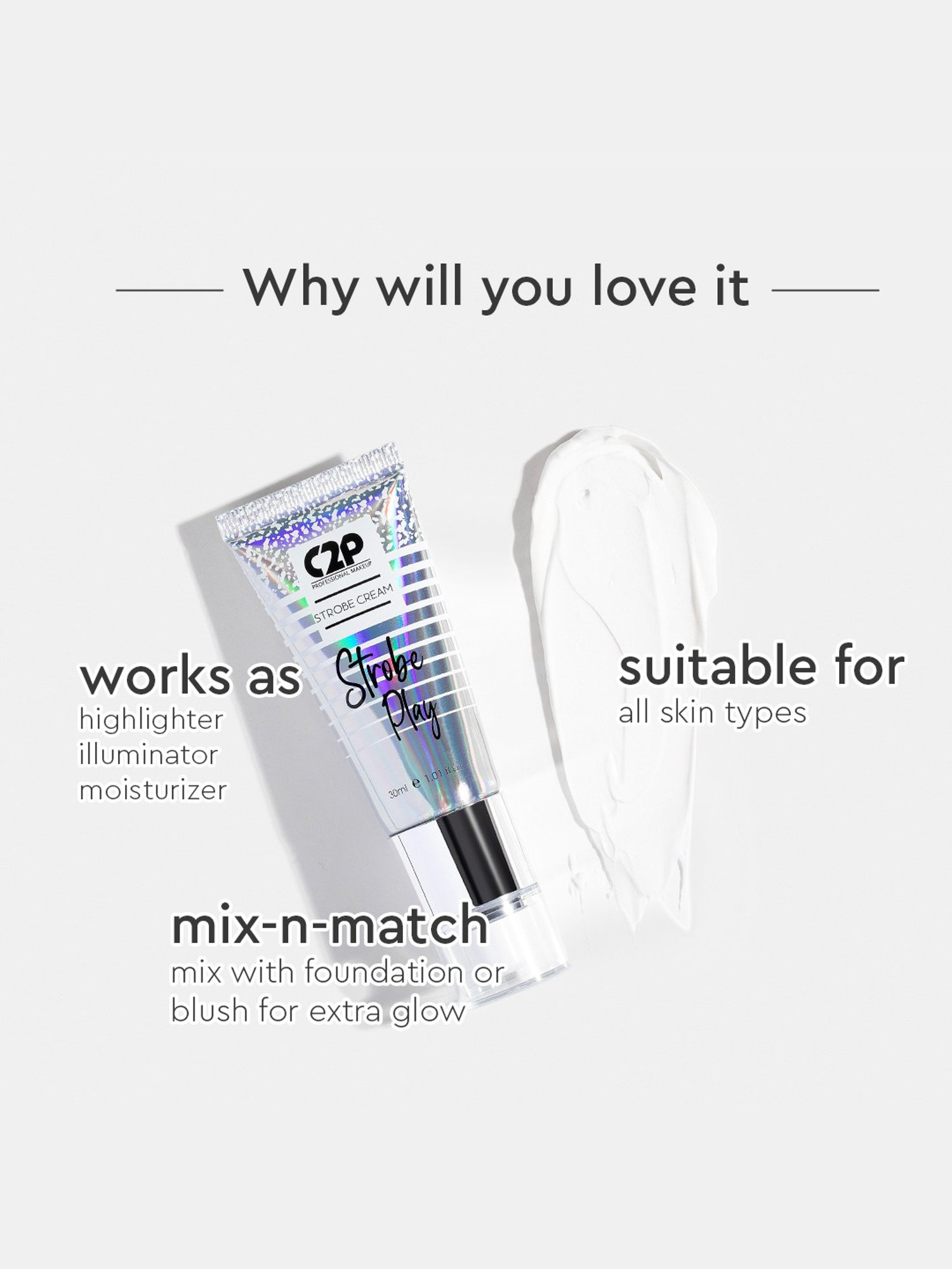 C2P PROFESSIONAL MAKEUP Strobe Play Strobe Cream Gold 02 - 30 ml