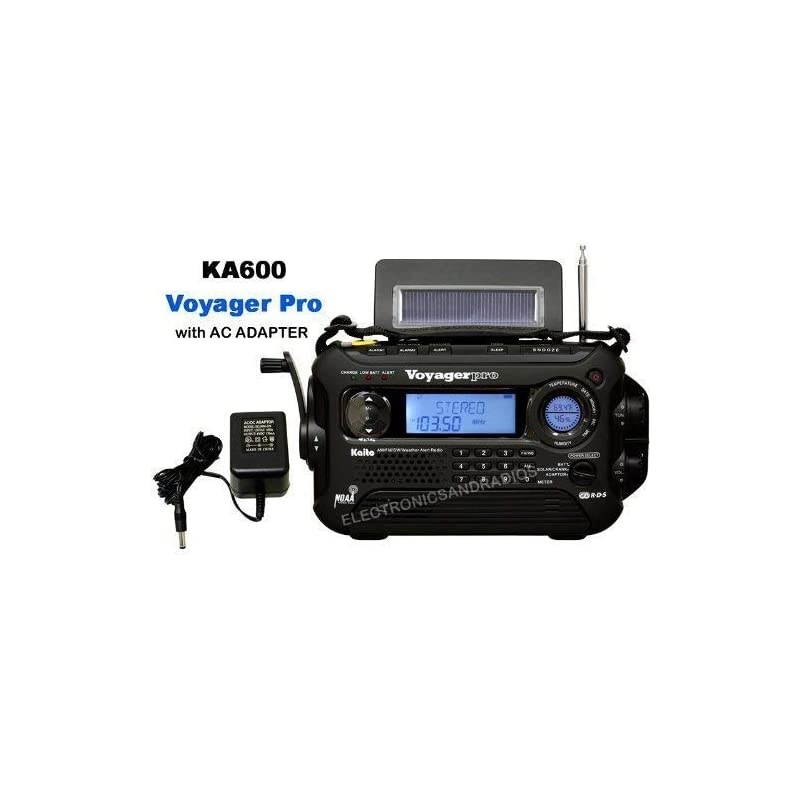 KA600 BLACK SolarCrank AMFMSW NOAA WeathBONUS AC adaptercharger 5LED reading lamp 3LED flashlight thermometer humidity meter Kaito by