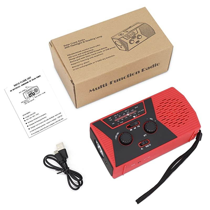 2020 Upgraded Emergency Solar Hand Crank Radio,  Hand Crank AM/FM/NOAA Weather Radio with Flashlight, Reading Lamp, 2000mAh Power Bank,USB Cell Phone Charger and SOS Alarm
