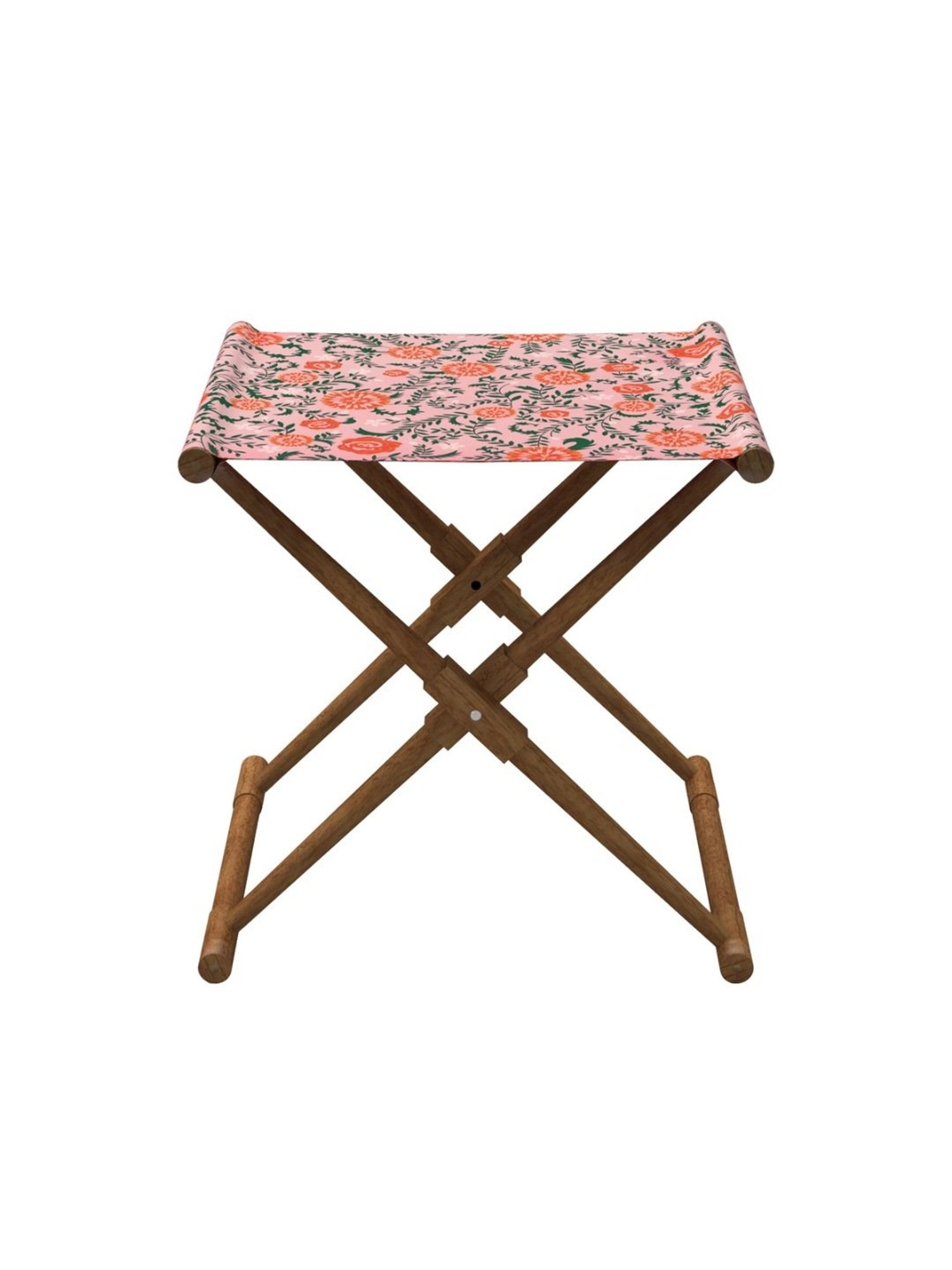 Chumbak French Sahara Solid Mustard Yellow Wood Ottoman