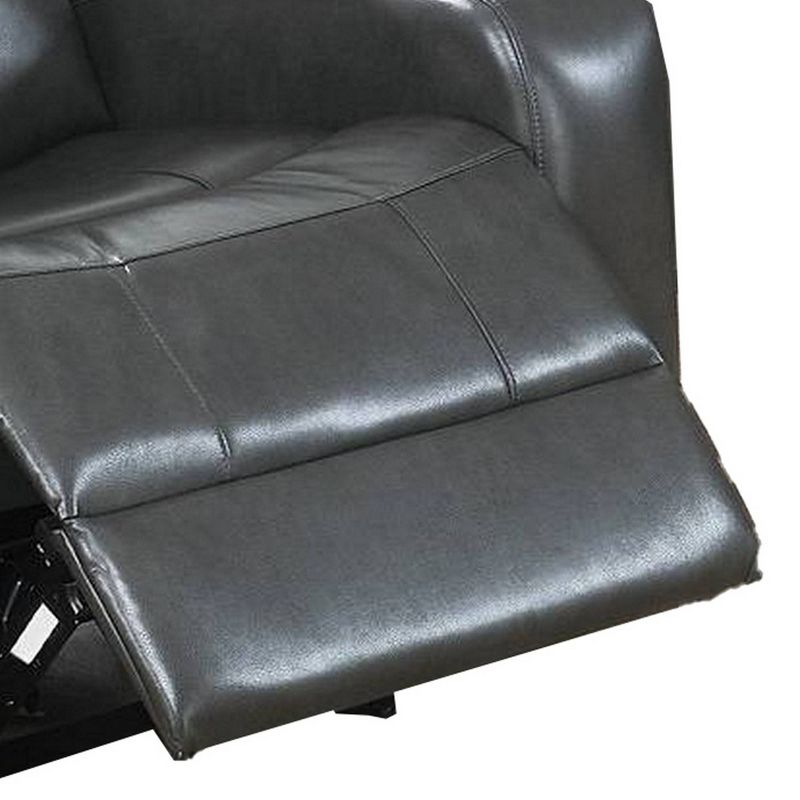 Upholstered Power Recliner with USB Port and Pillow Backrest Black - Benzara