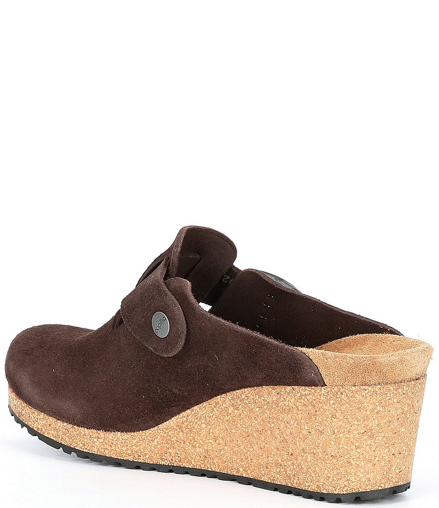 Birkenstock Women's Fanny Suede Cork Wedge Clogs