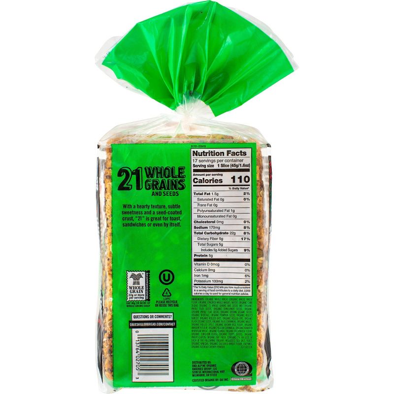 Dave's Killer Bread Organic 21 Whole Grains and Seed Bread - 27oz
