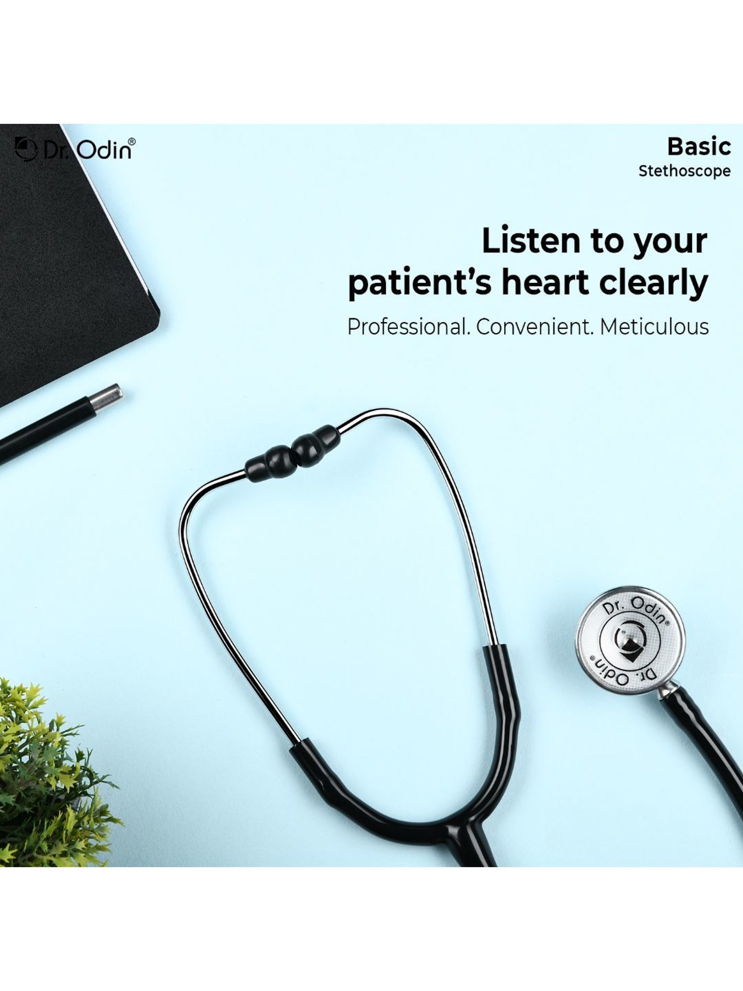 Dr. Odin Basic Brass Frame Stethoscope (Black)