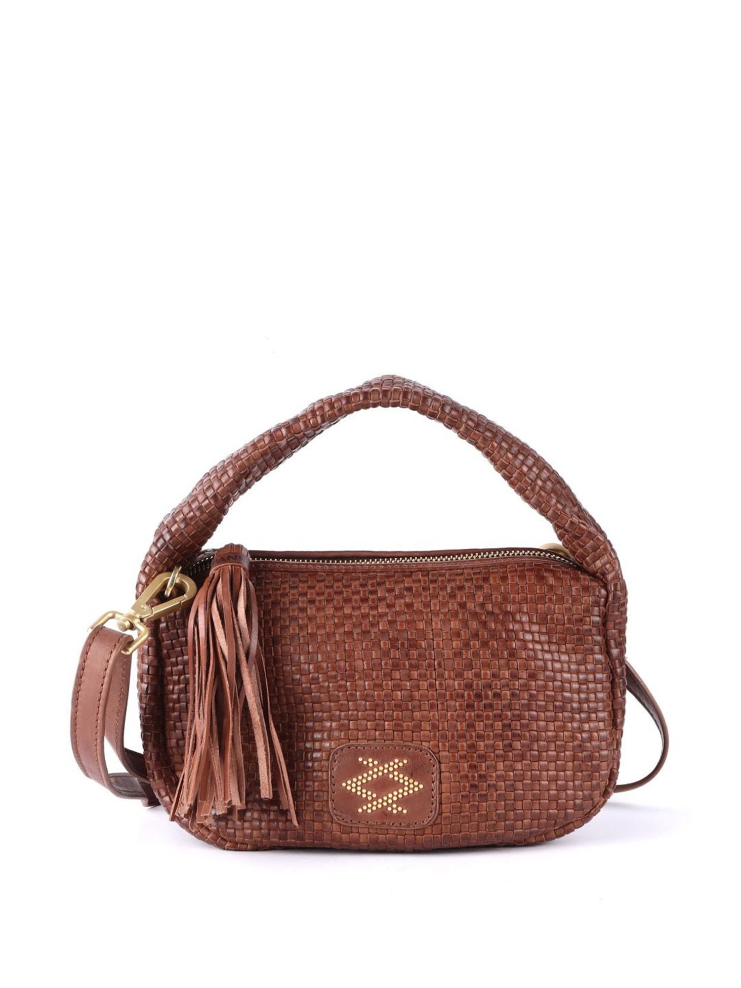 KOMPANERO Amber Cognac Leather Textured Handbag